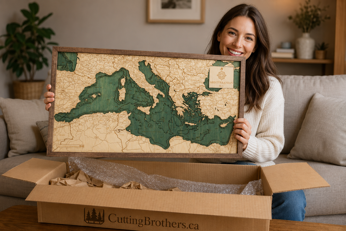 MEDITEREANEN 3D WOODEN WALL MAP - Version M