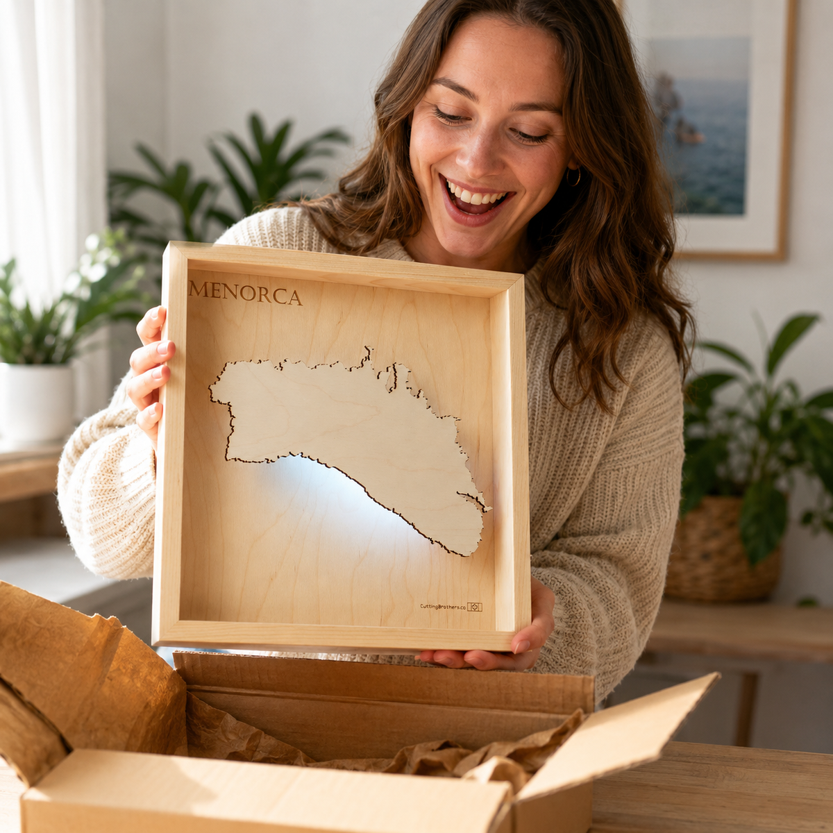MENORCA - LED LIGHT WOODEN WALL MAP - Version S