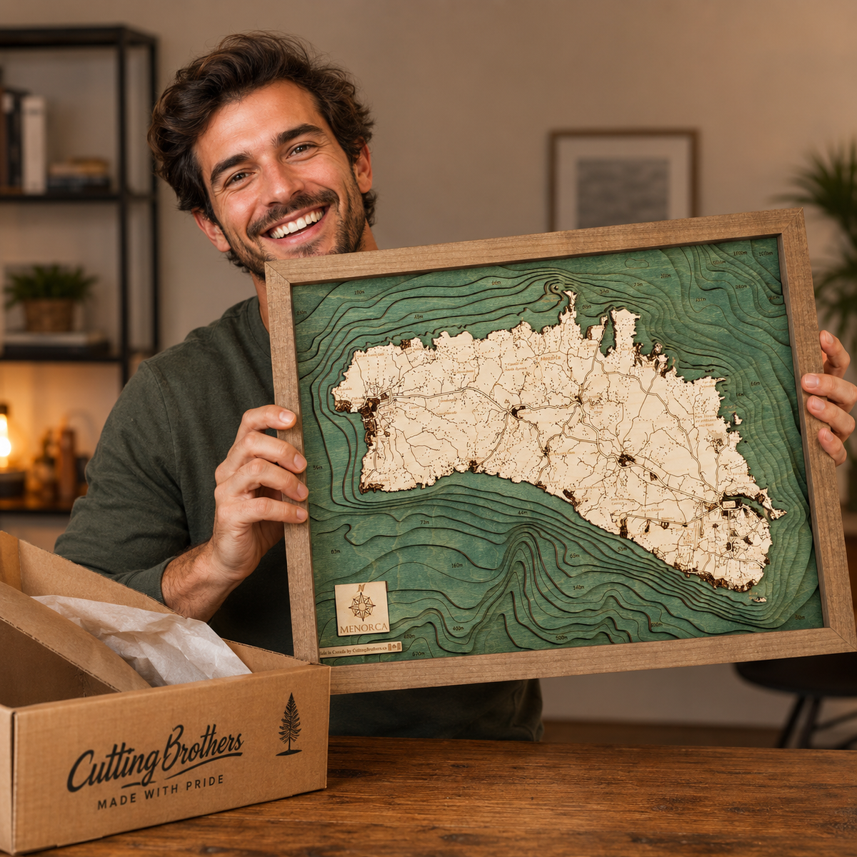 MENORCA 3D WOODEN WALL MAP - Version S