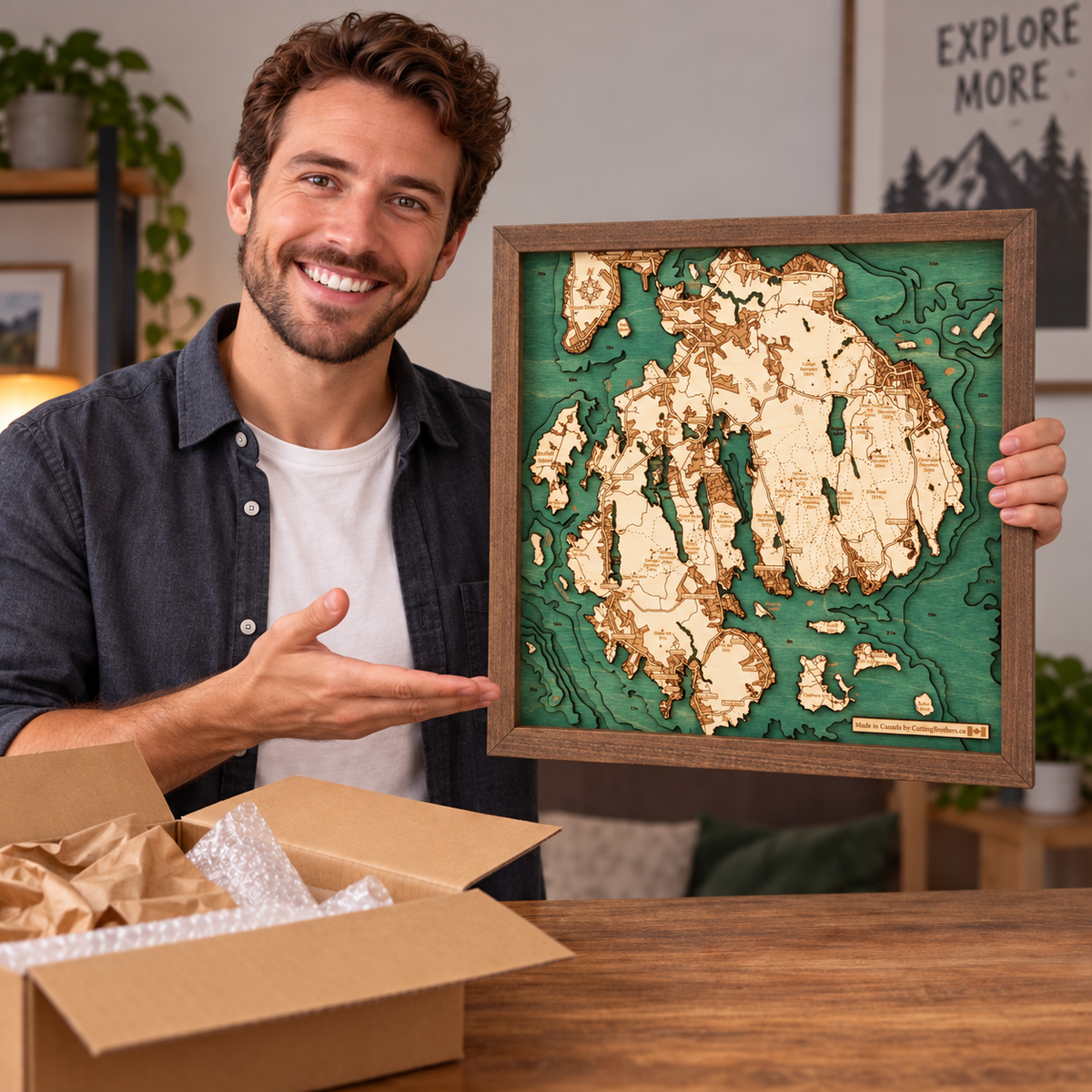 MOUNT DESERT ISLAND 3D WOODEN WALL MAP - Version S