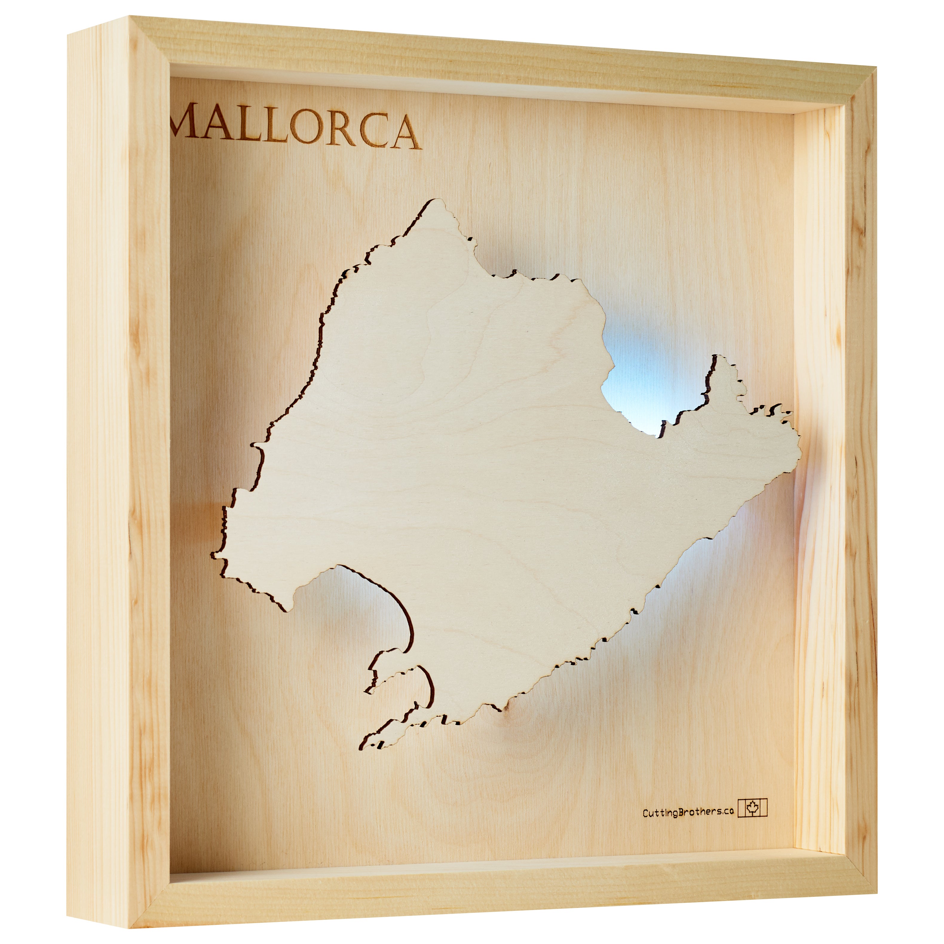 MALLORCA - LED LIGHT WOODEN WALL MAP - Version S