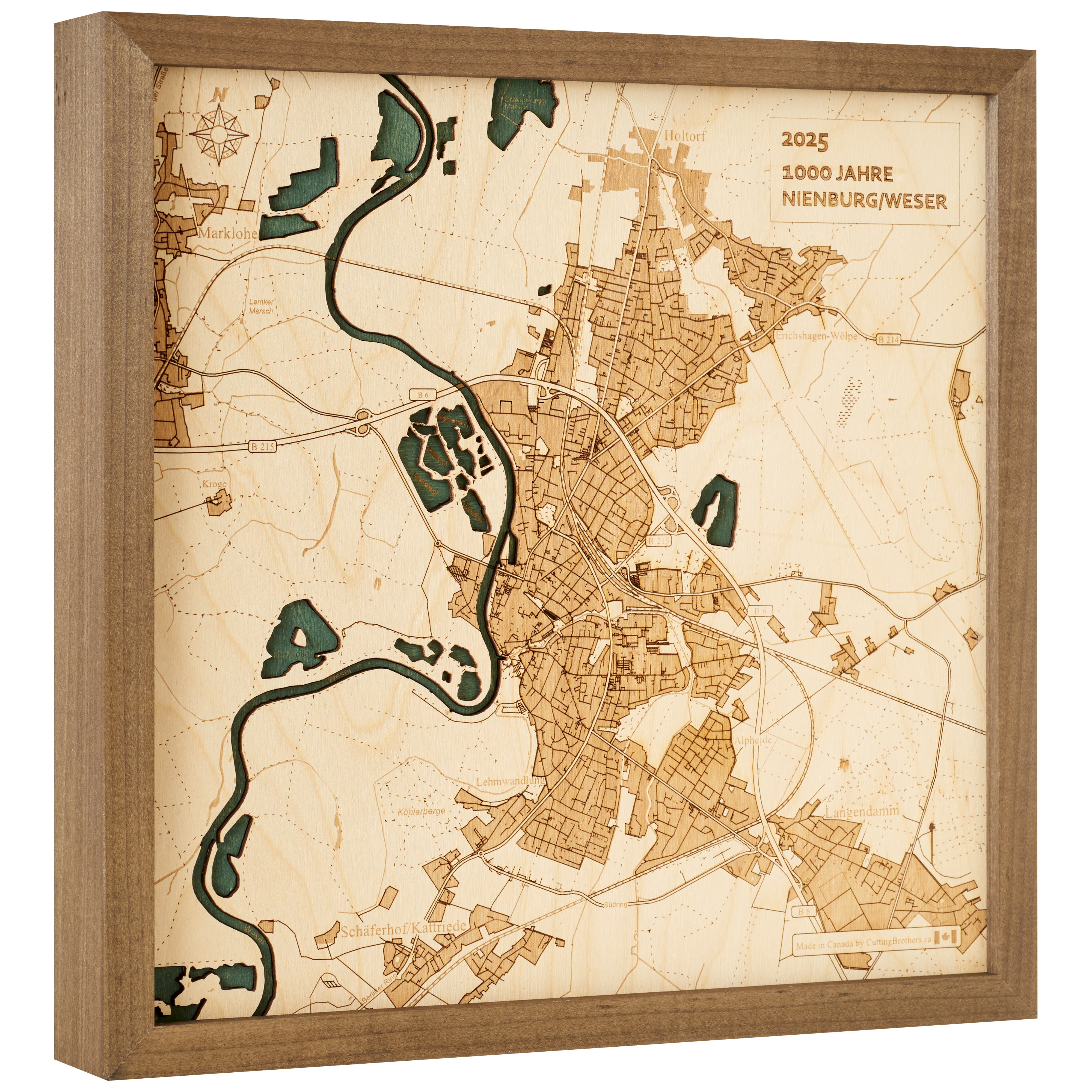NIENBURG/WESER 3D WOODEN WALL MAP - Version S