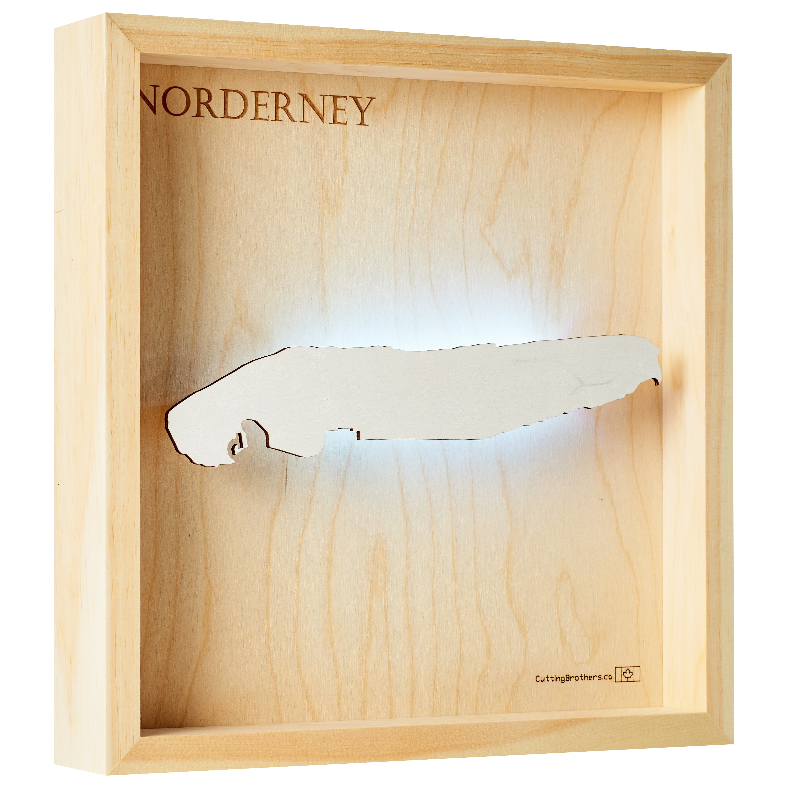 NORDERNEY LED LIGHT WOODEN WALL MAP - Version S