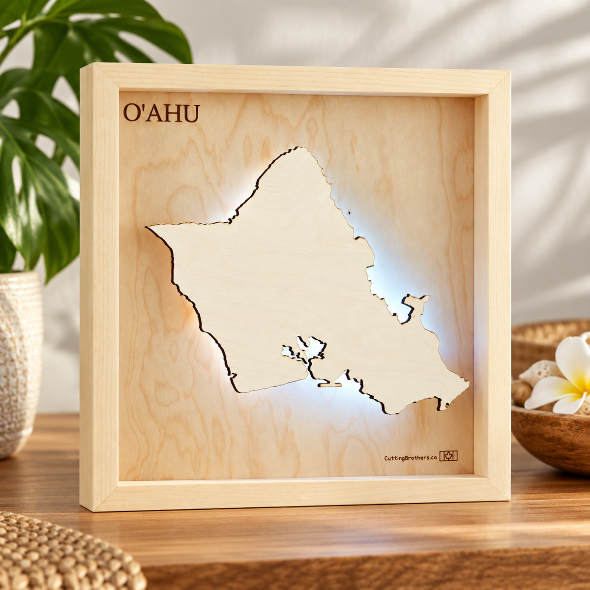 OHAU - LED LIGHT WOODEN WALL MAP - Version S