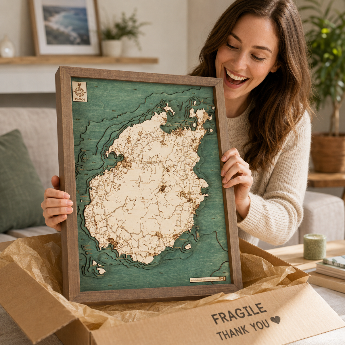 PAROS - 3D WOODEN WALL MAP - Version S