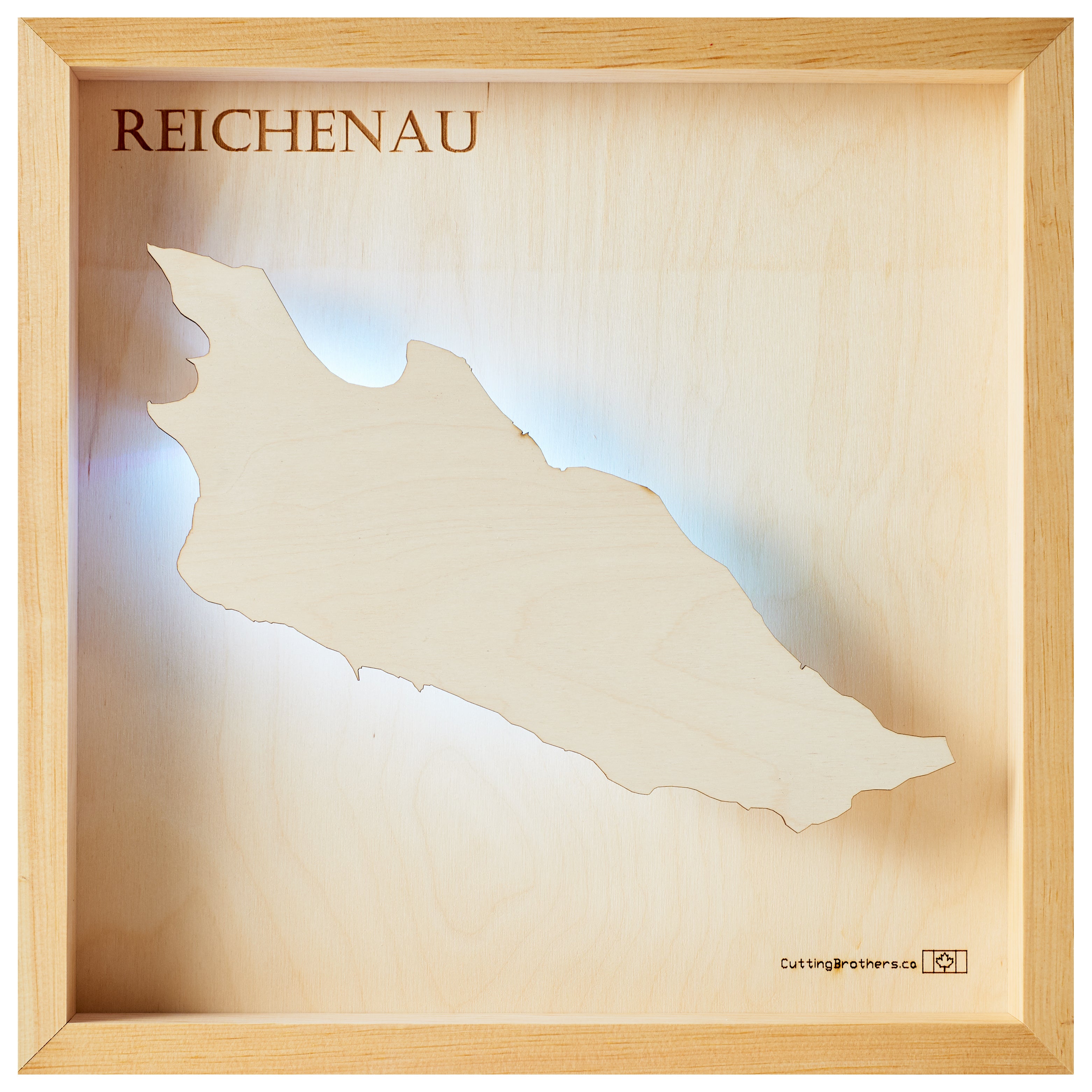 REICHENAU (Lake Constance) - LED LIGHT WOODEN WALL MAP - Version S
