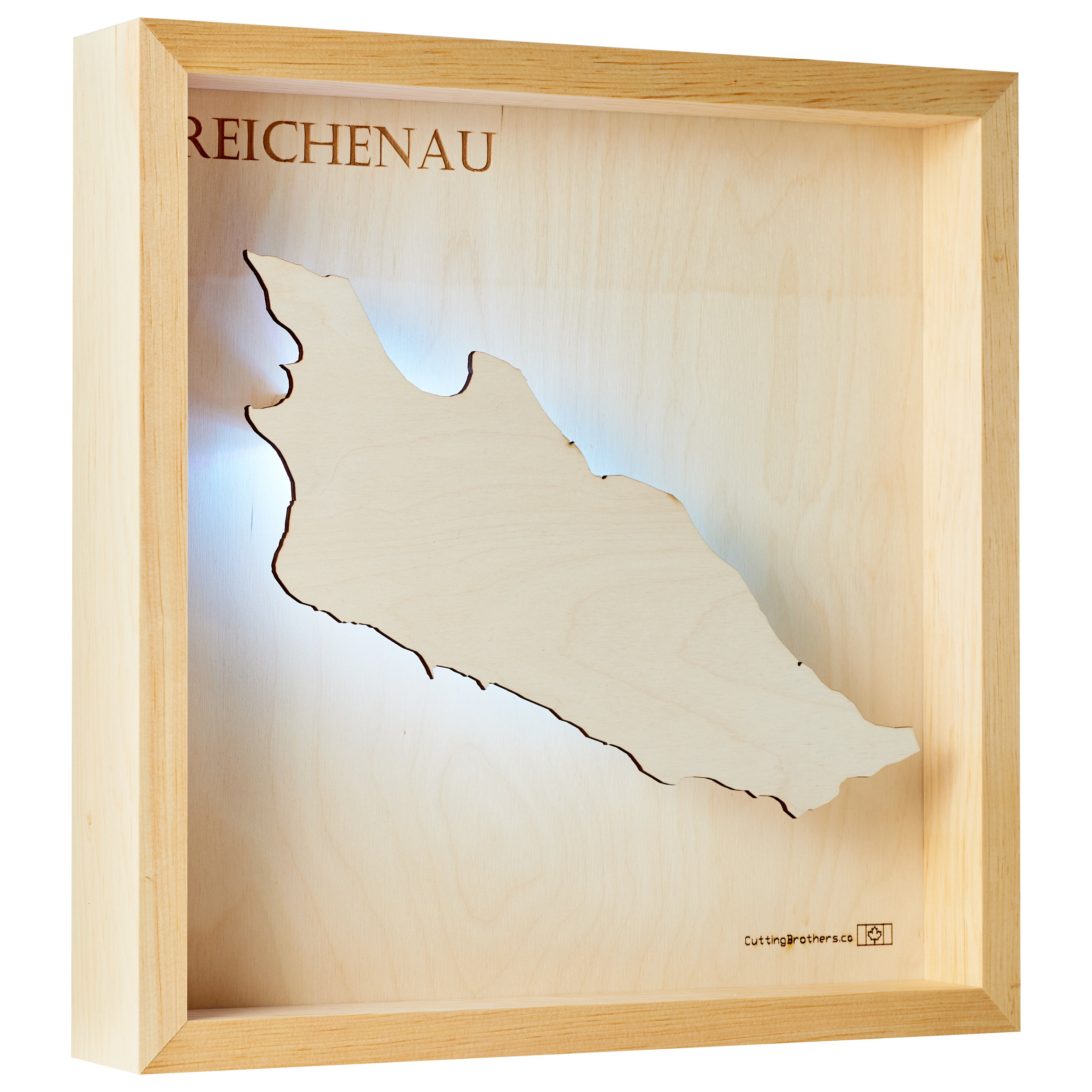 REICHENAU (Lake Constance) - LED LIGHT WOODEN WALL MAP - Version S