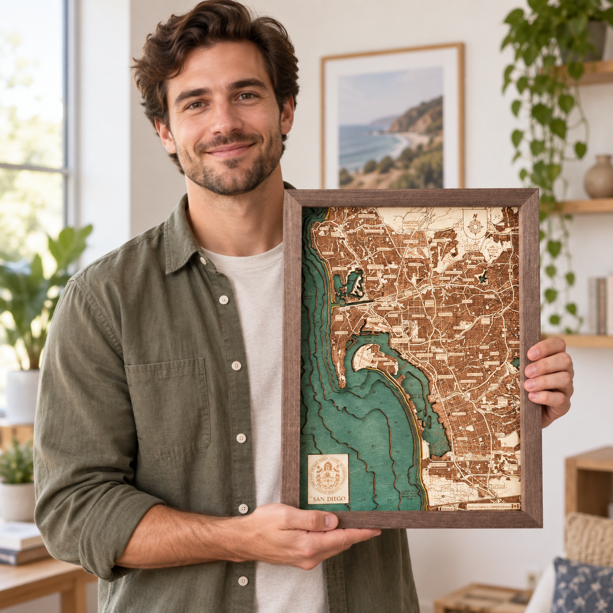 SAN DIEGO 3D WOODEN WALL MAP - Version S