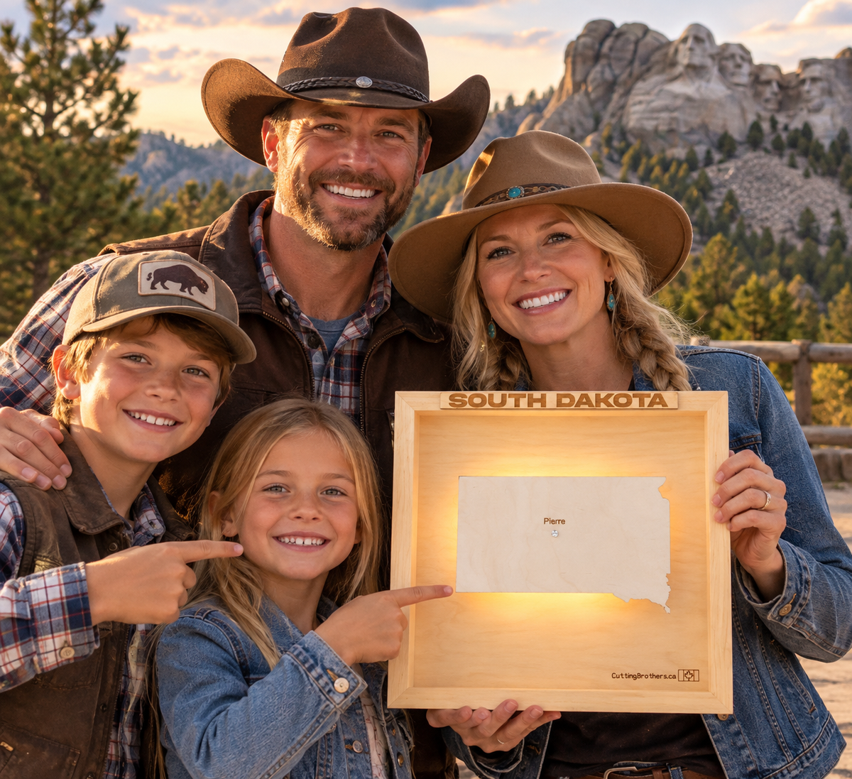 SOUTH DAKOTA LED LIGHT WOODEN WALL MAP - Version S