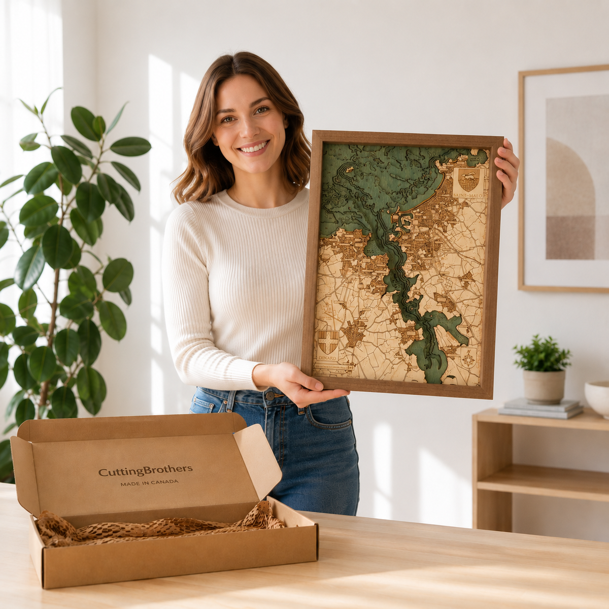 St.DINARD-MALO - 3D WOODEN WALL MAP - Version S