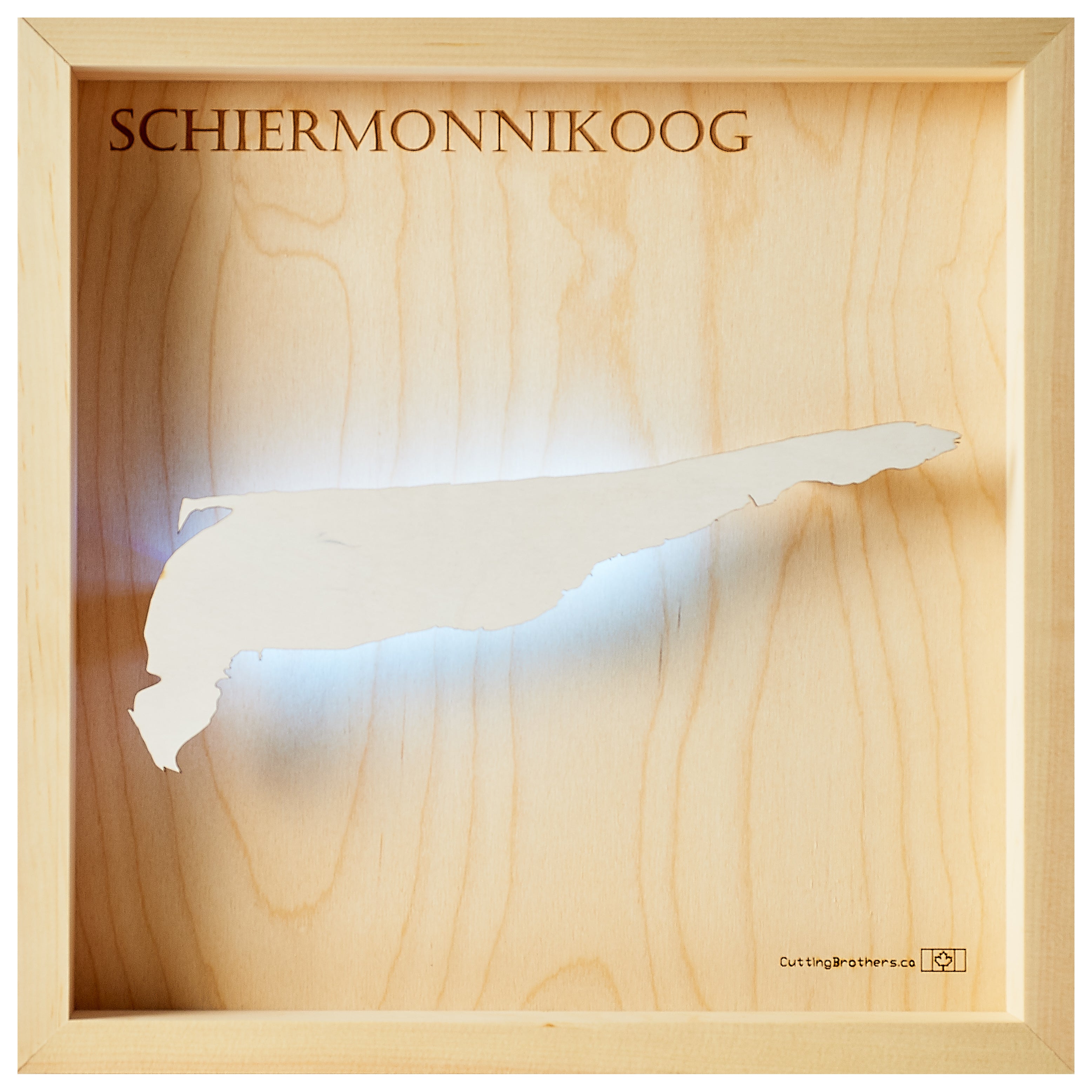 SCHIERMONNIKOOG LED LIGHT WOODEN WALL MAP - Version S