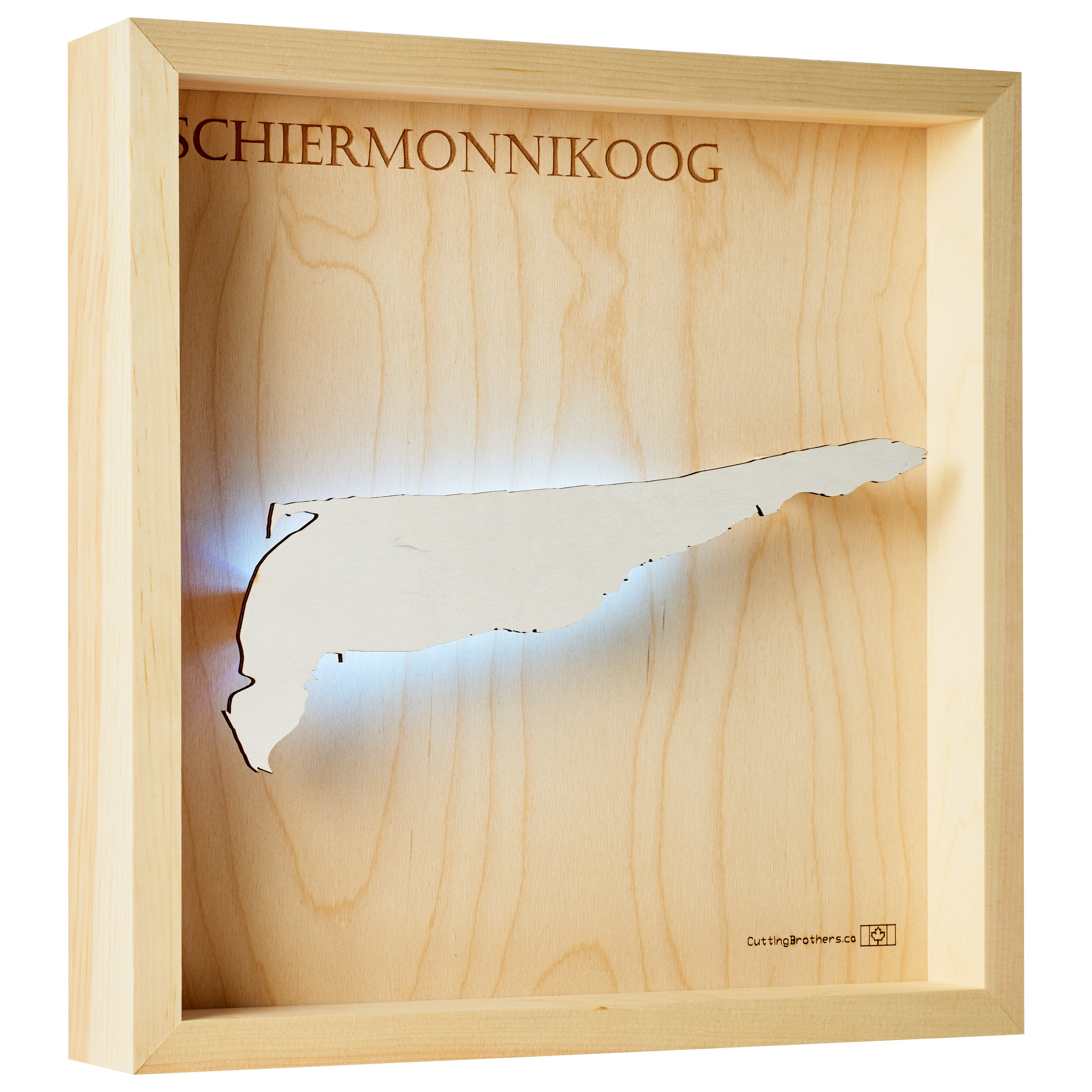 SCHIERMONNIKOOG LED LIGHT WOODEN WALL MAP - Version S