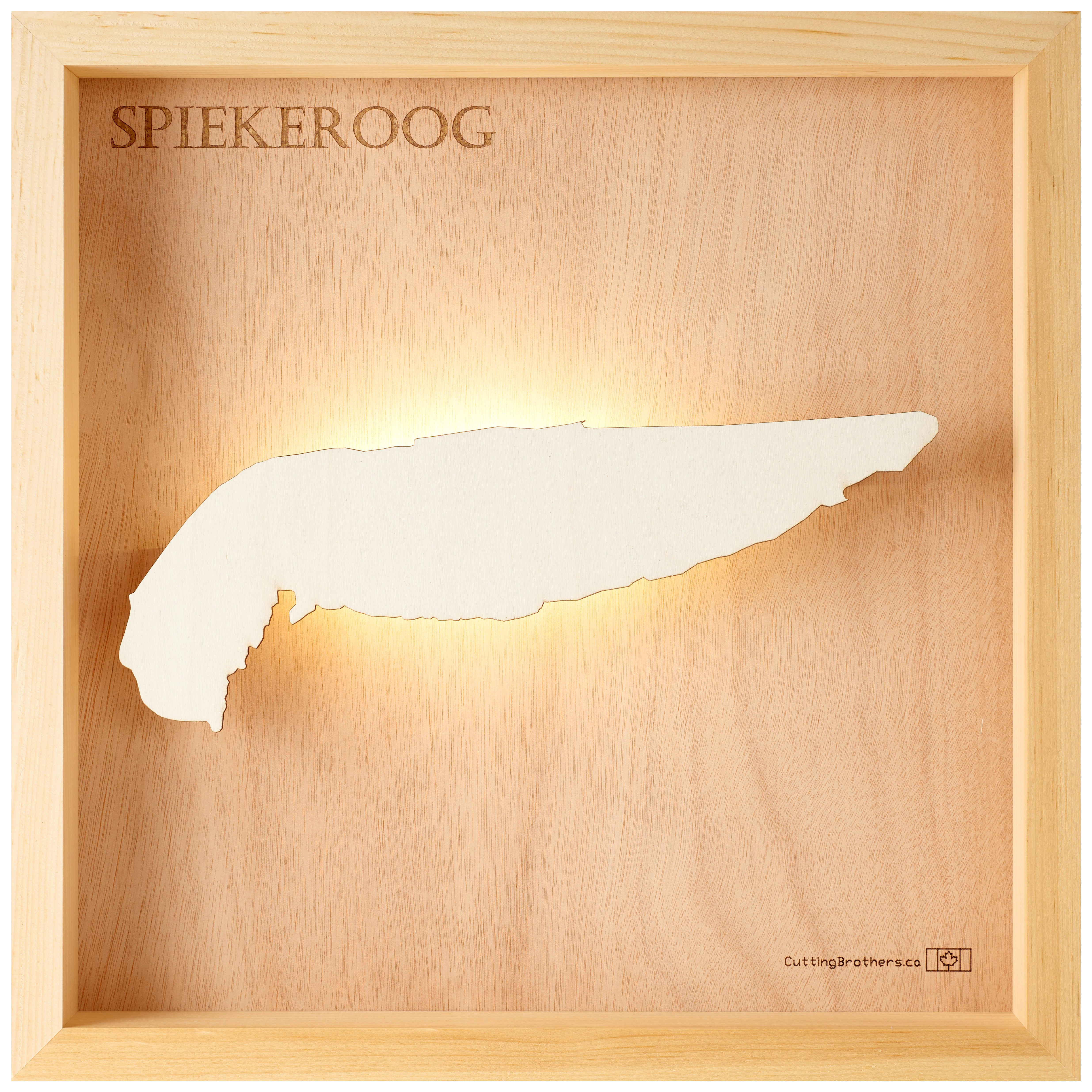 SPIEKEROOG LED LIGHT WOODEN WALL MAP - Version S