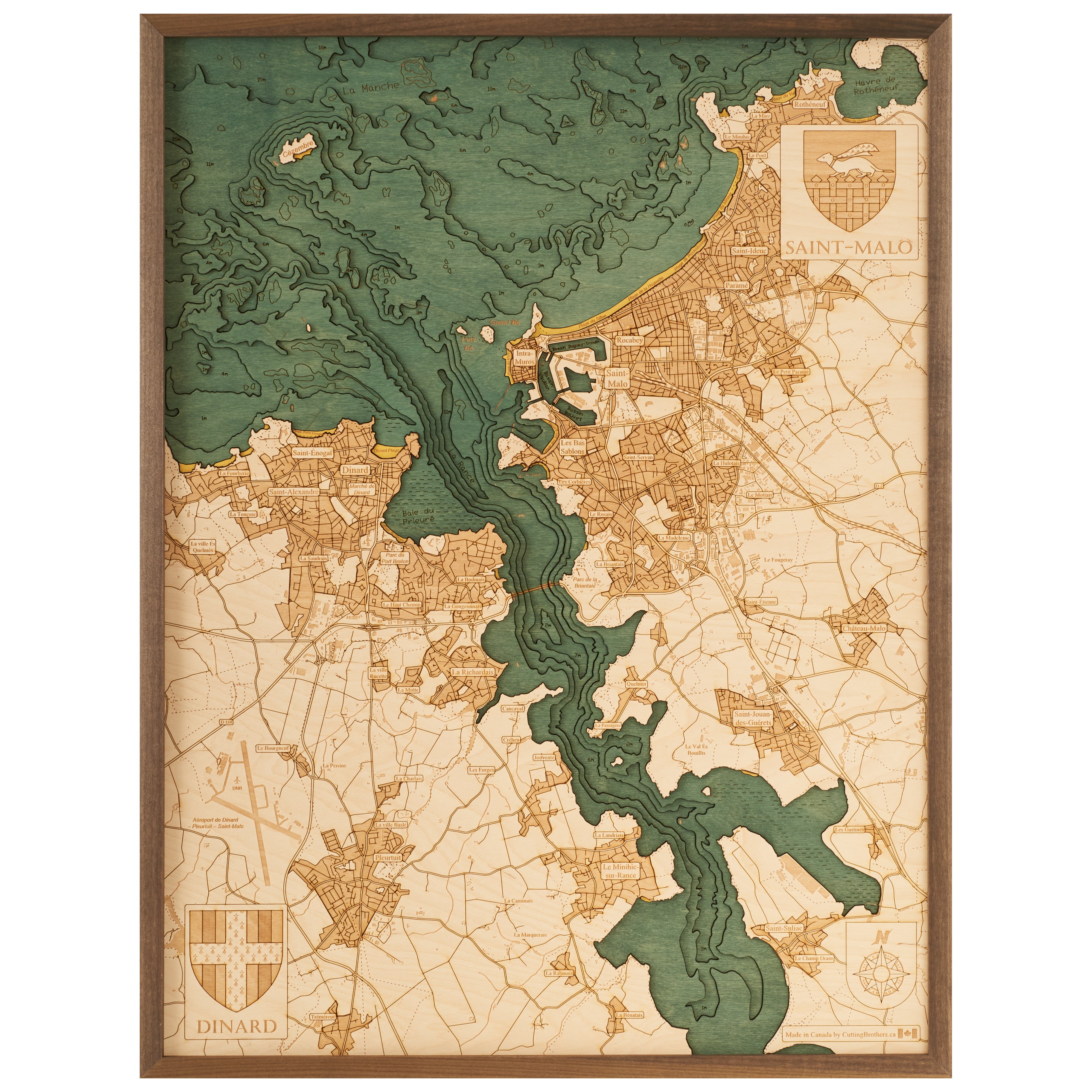 St.DINARD-MALO - 3D WOODEN WALL MAP - Version L