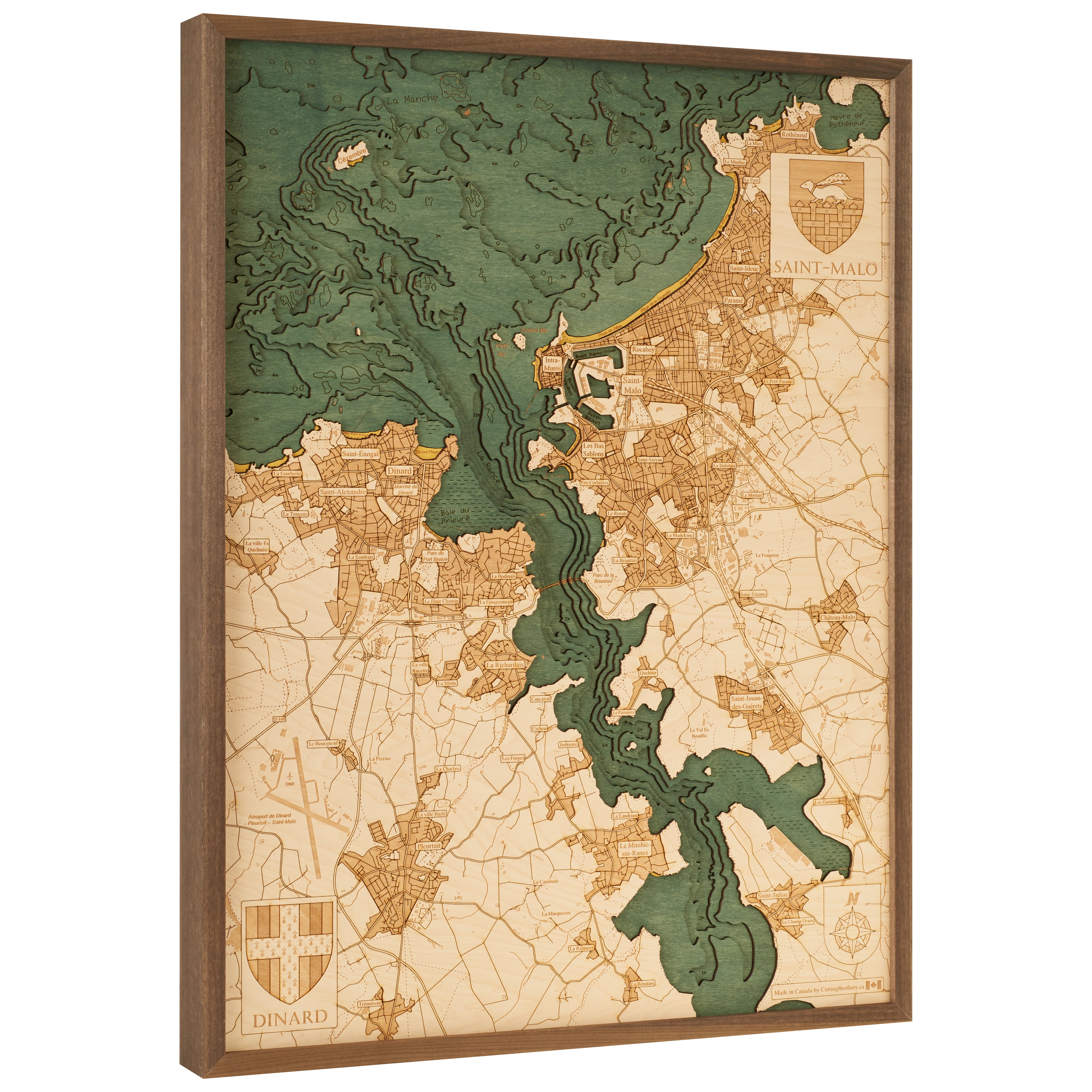 St.DINARD-MALO - 3D WOODEN WALL MAP - Version L