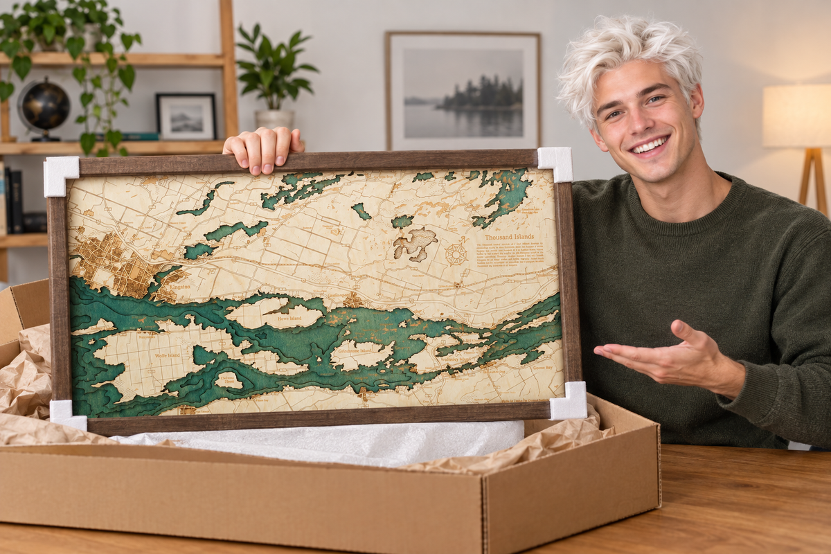 1000 ISLANDS 3D WOODEN WALL MAP - Version M
