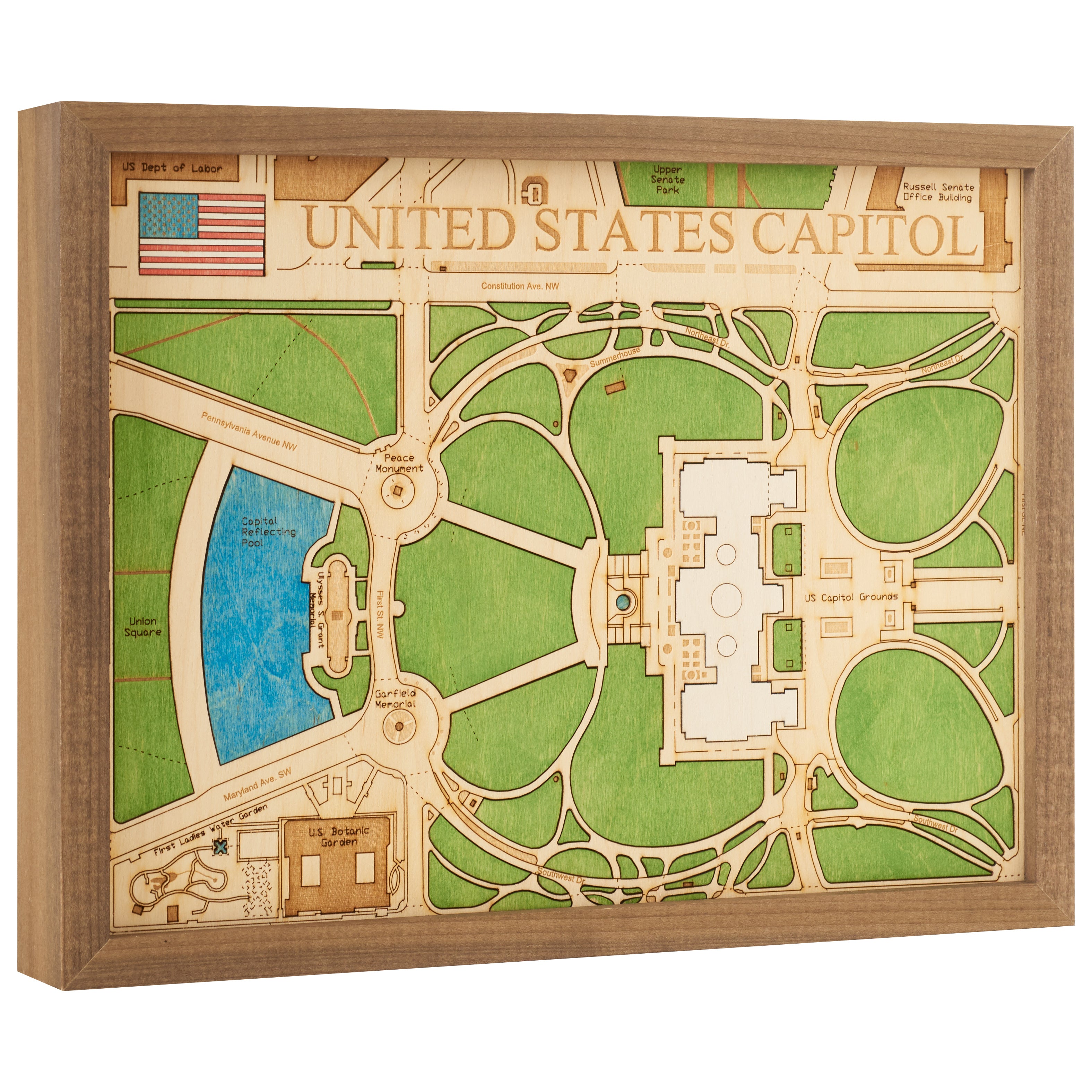 CAPITOL - 3D WOODEN WALL MAP - Version S