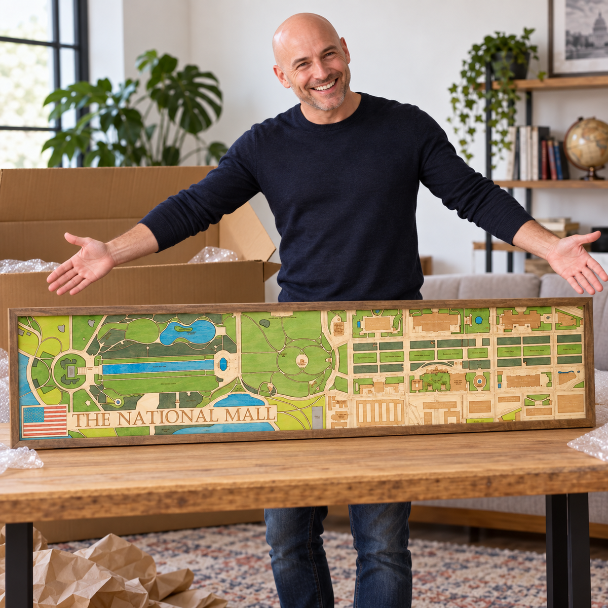NATIONAL MALL - 3D WOODEN WALL MAP - Version XL