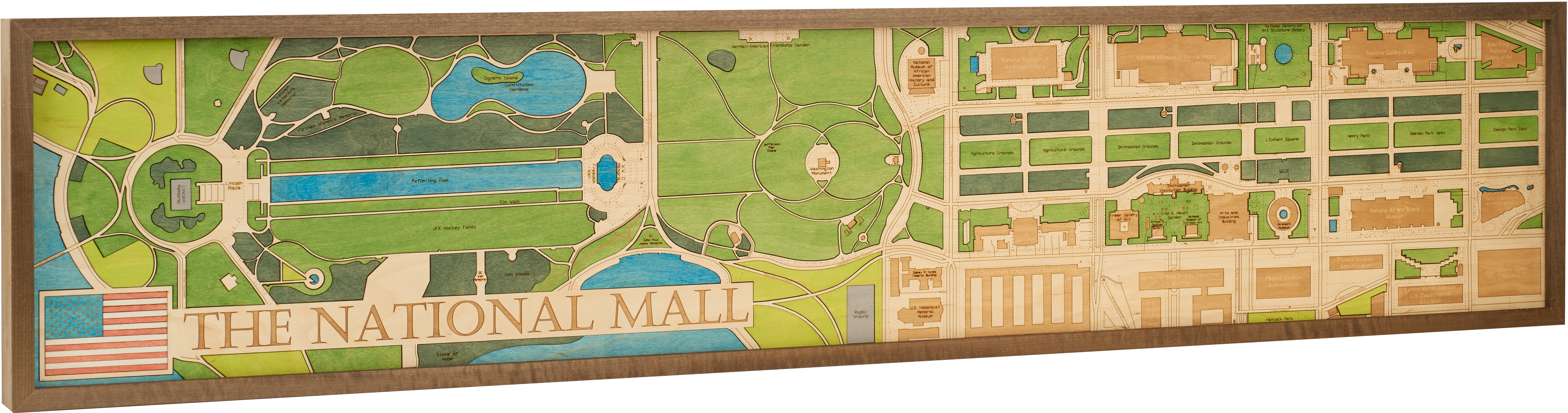 NATIONAL MALL - 3D WOODEN WALL MAP - Version XL