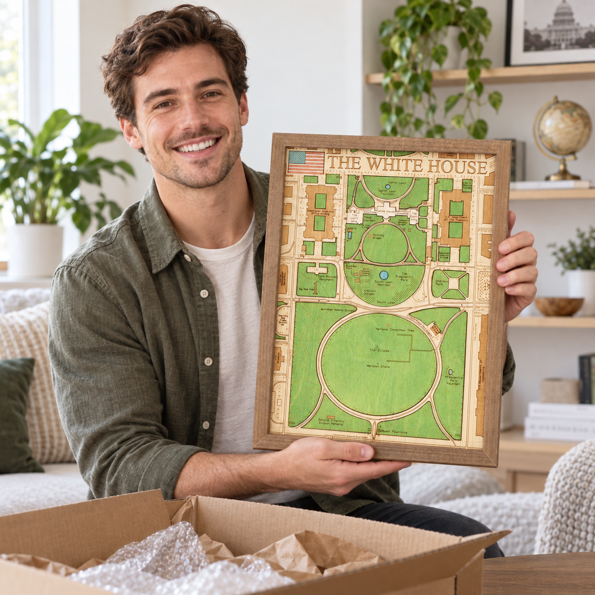 WHITE HOUSE 3D WOODEN WALL MAP - Version S