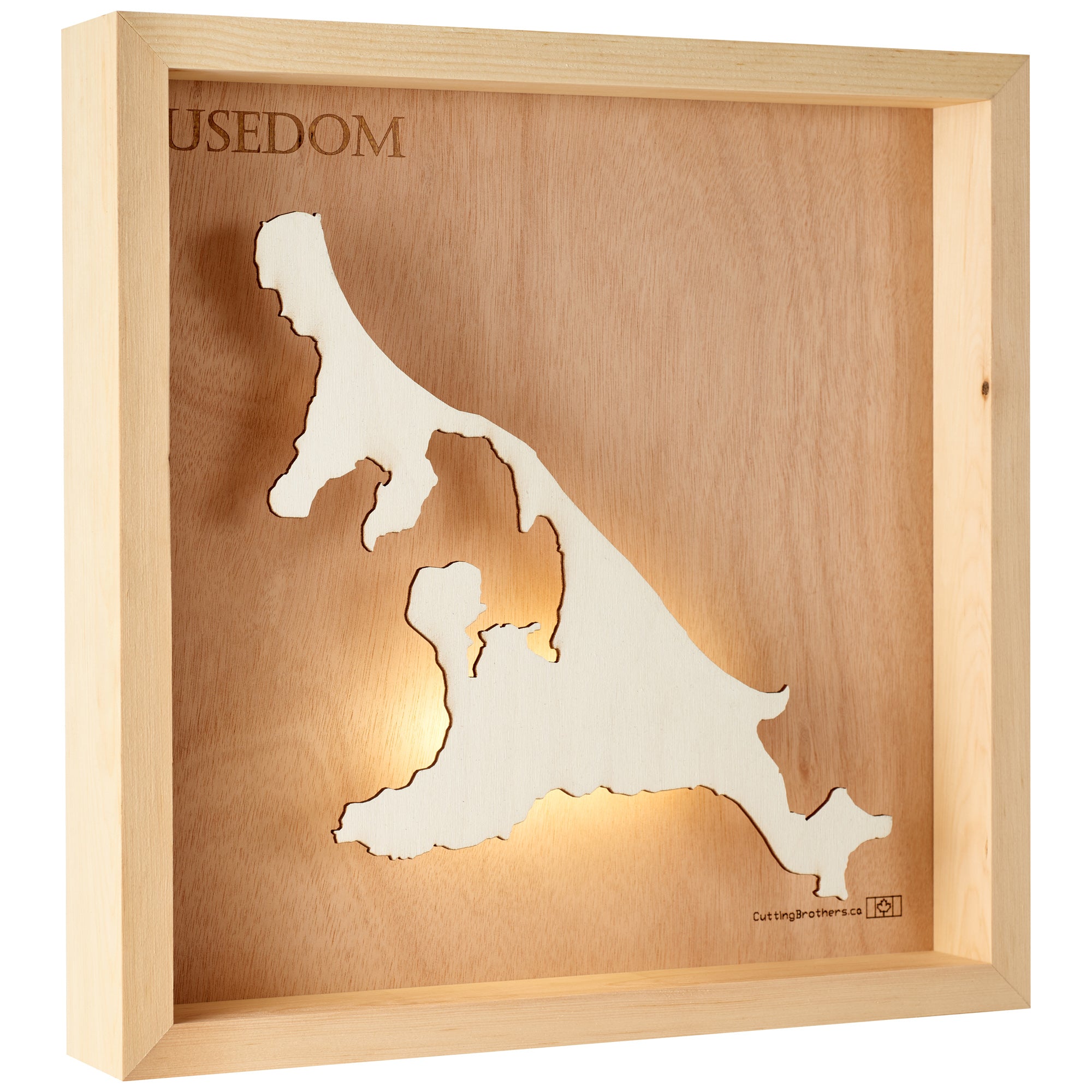 USEDOM LED LIGHT WOODEN WALL MAP - Version S