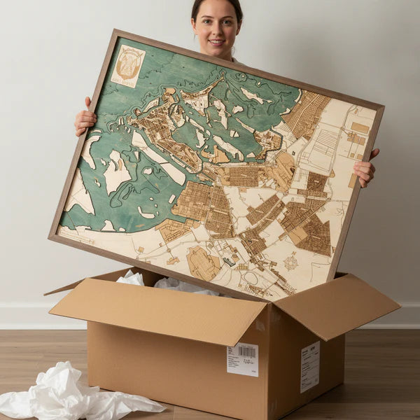 ABU DHABI 3D WOODEN WALL MAP - Version L