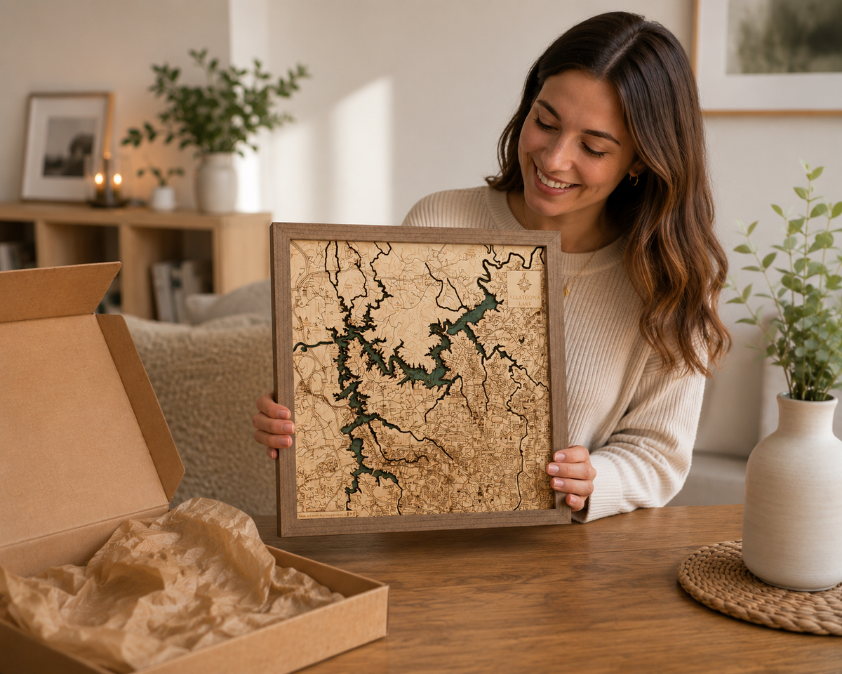 ALLATOONA LAKE 3D WOODEN WALL MAP - Version S