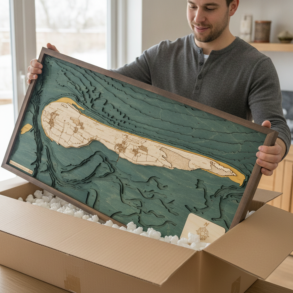 AMELAND 3D WOODEN WALL MAP - Version M