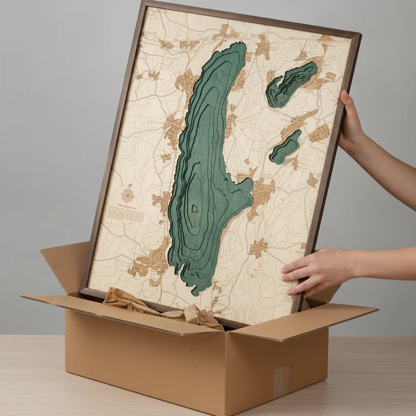 LAKE AMMER 3D WOODEN WALL MAP - Version L