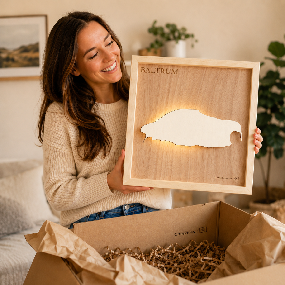 BALTRUM LED LIGHT WOODEN WALL MAP - Version S