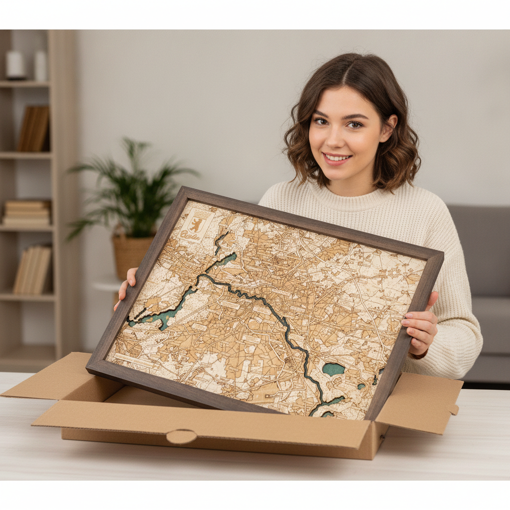 BERLIN 3D WOODEN WALL MAP - Version S