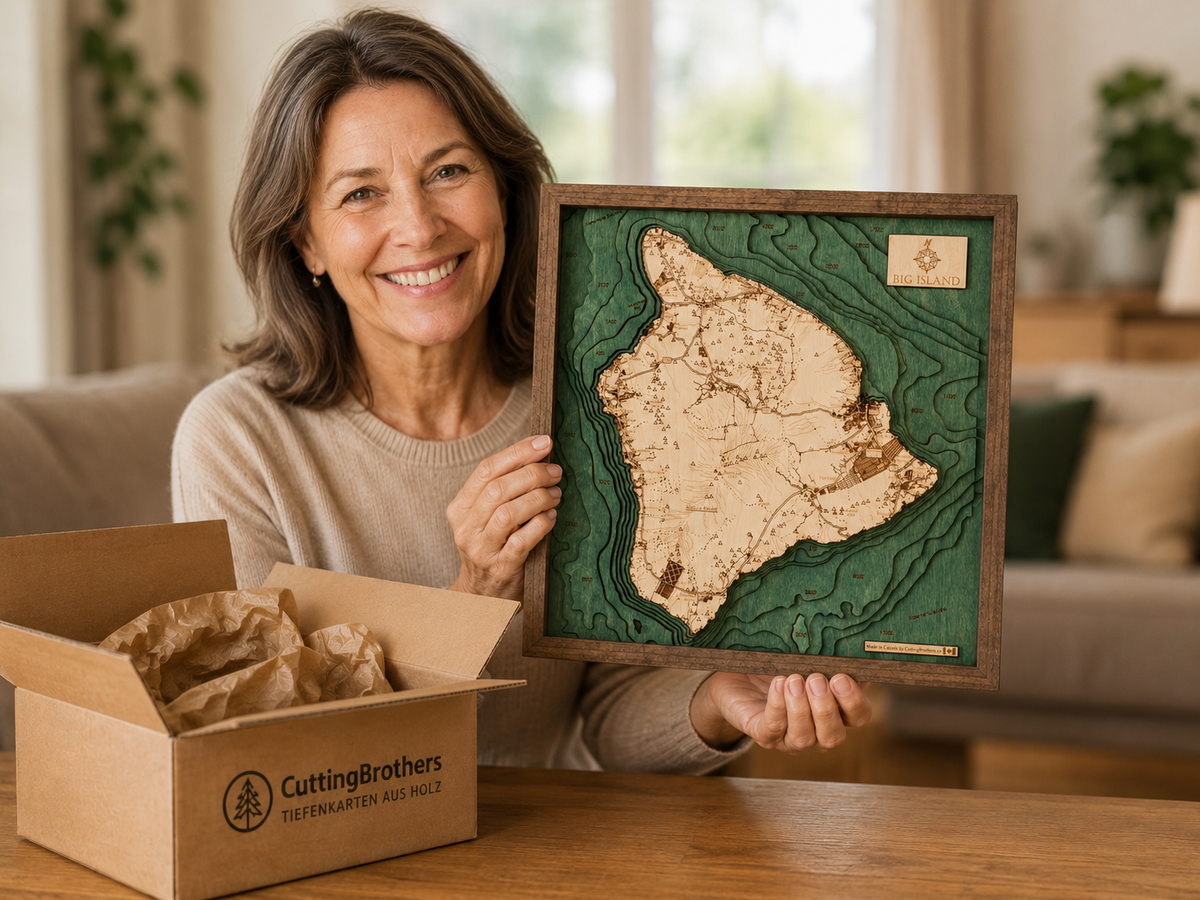 BIG ISLAND 3D WOODEN WALL MAP - Version S