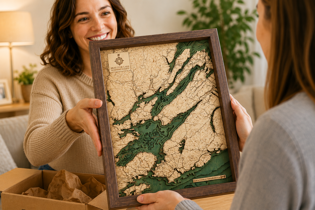 BRAS D'or LAKE 3D WOODEN WALL MAP - Version S