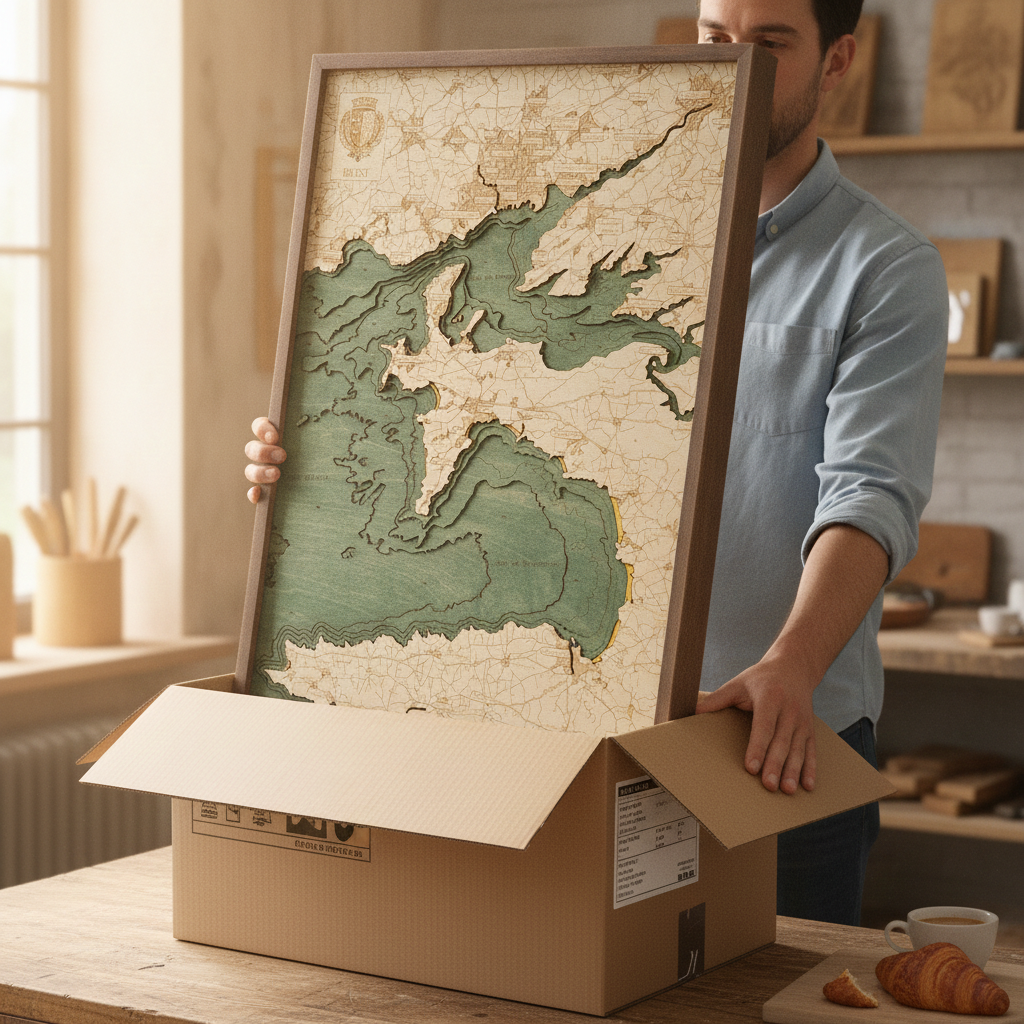 BREST -  3D WOODEN WALL MAP - Version L