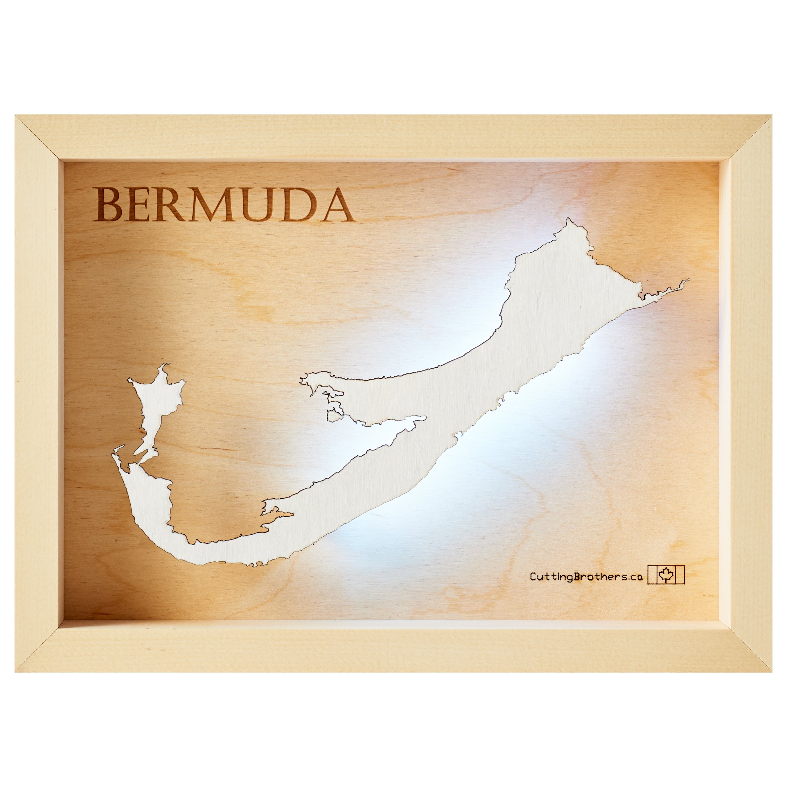 BERMUDA A4 -  LED LIGHT WOODEN WALL MAP - Version S