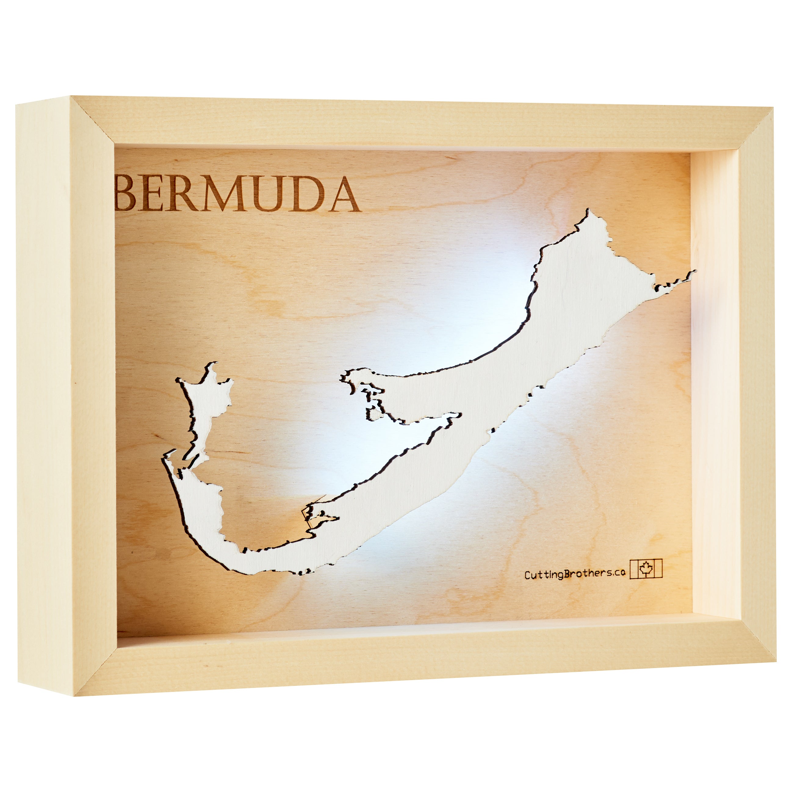 BERMUDA A4 -  LED LIGHT WOODEN WALL MAP - Version S
