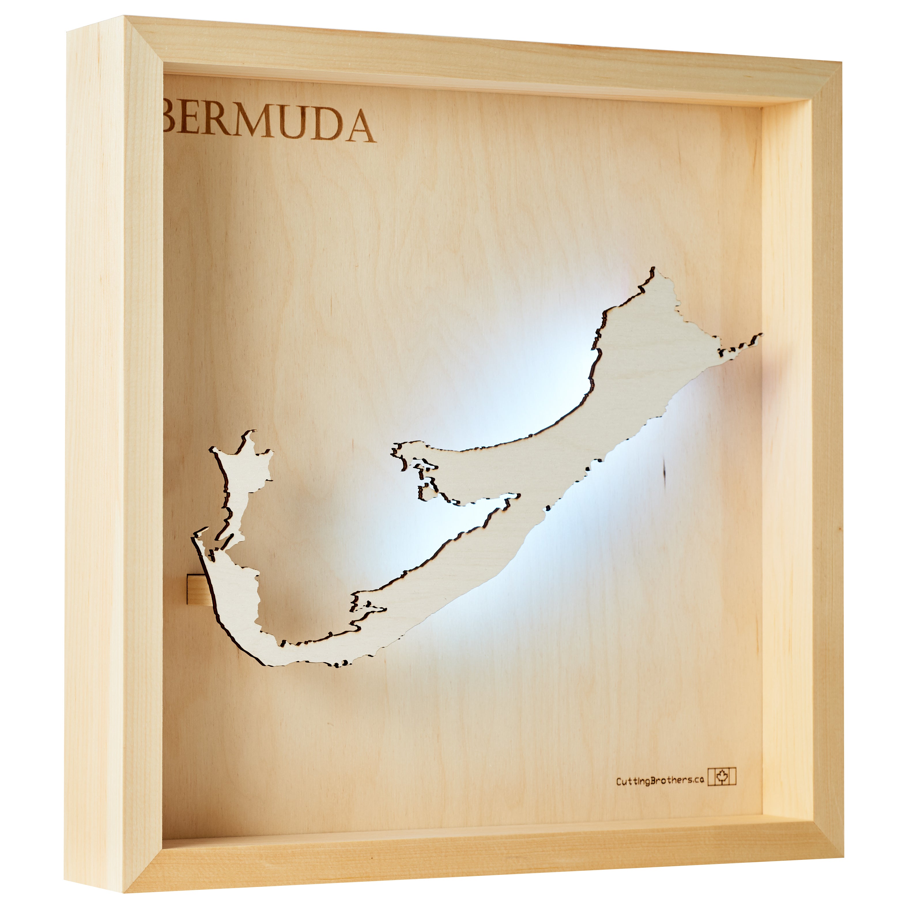 BERMUDA  -  LED LIGHT WOODEN WALL MAP - Version S