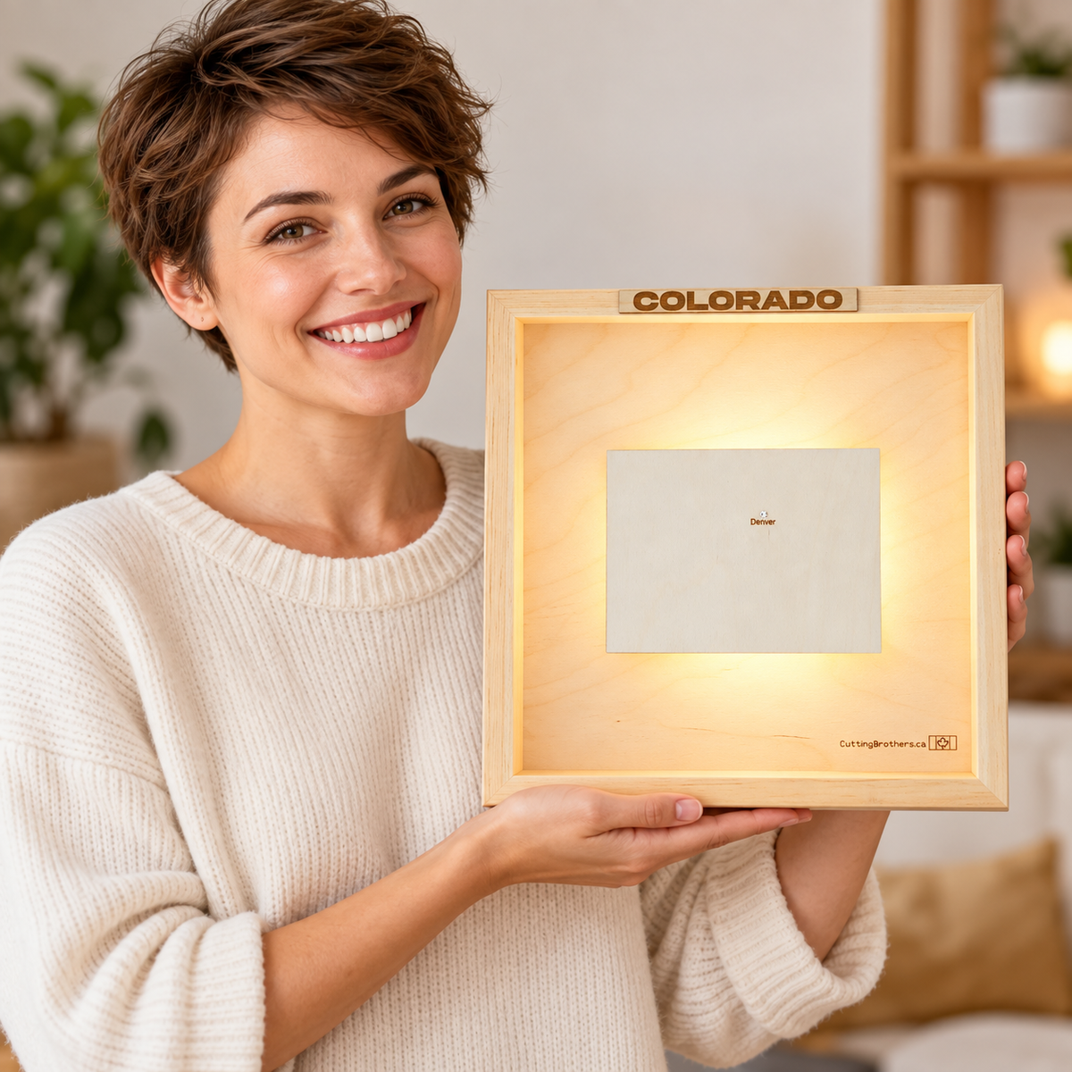 COLORADO LED LIGHT WOODEN WALL MAP - Version S