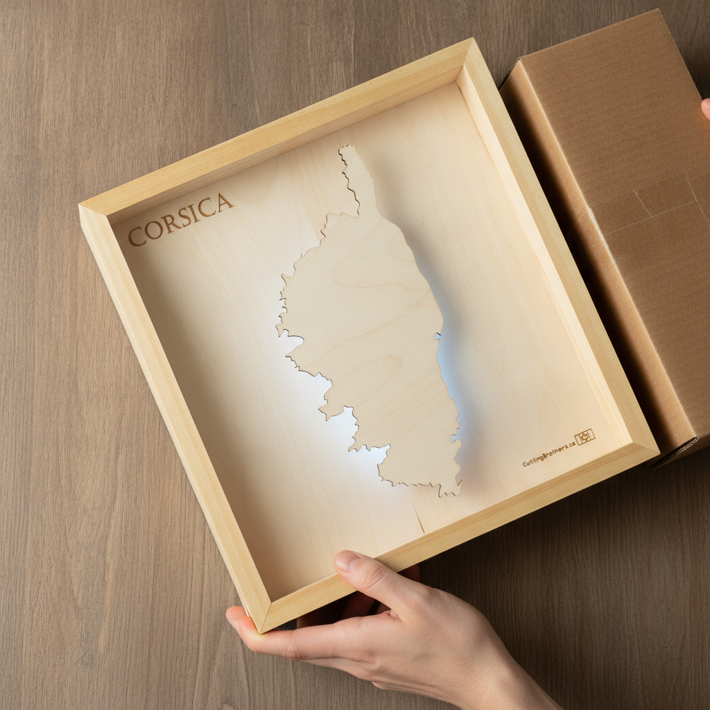 CORSICA  -  LED LIGHT WOODEN WALL MAP - Version S