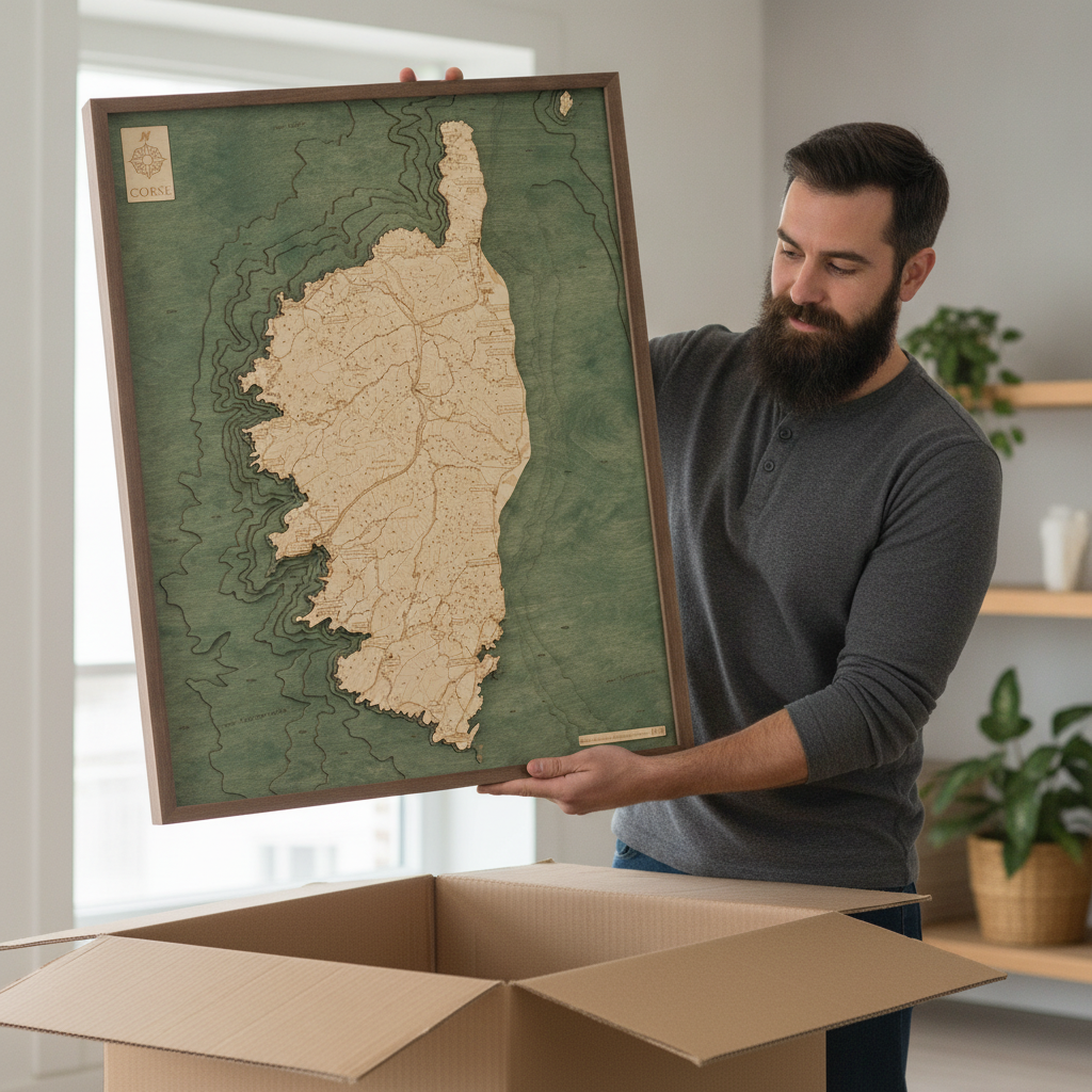 CORSICA -  3D WOODEN WALL MAP - Version L