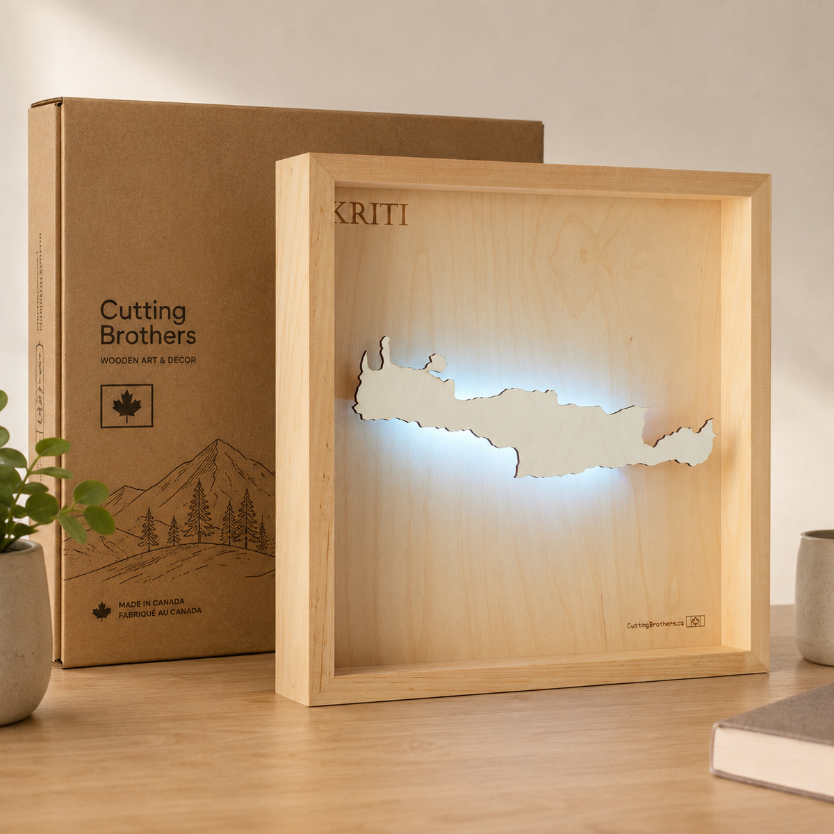KRITI  -  LED LIGHT WOODEN WALL MAP - Version S