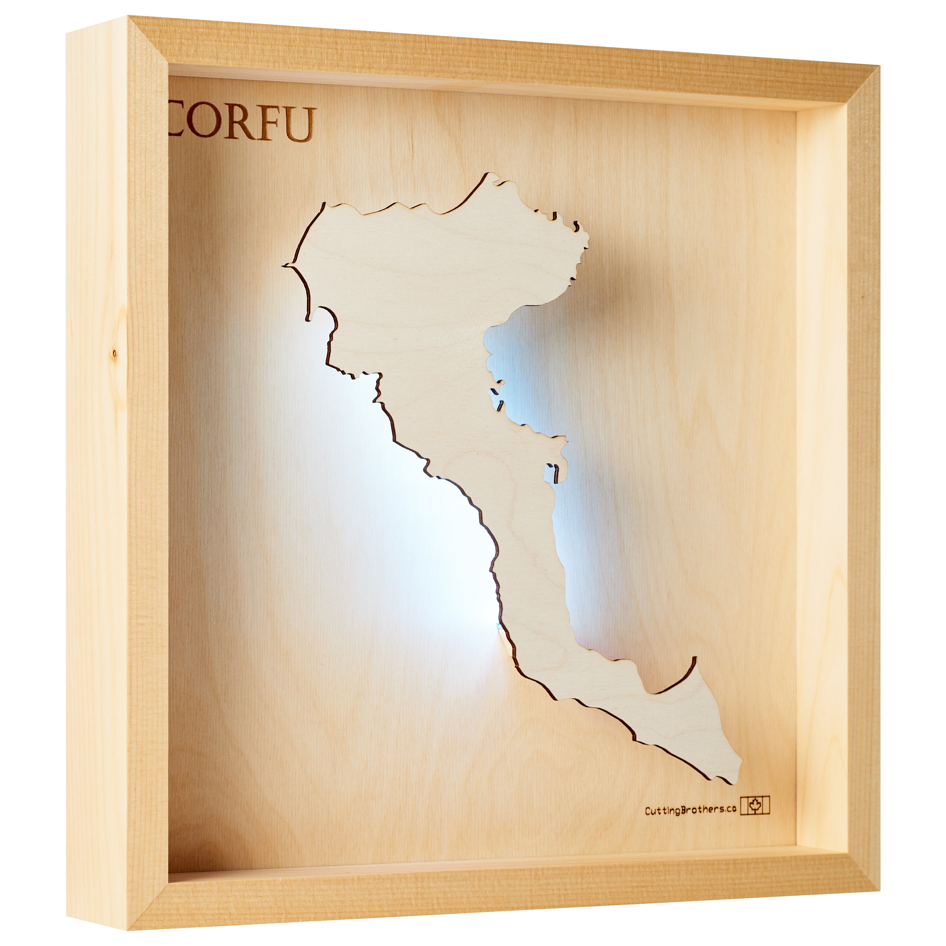 CORFU  -  LED LIGHT WOODEN WALL MAP - Version S