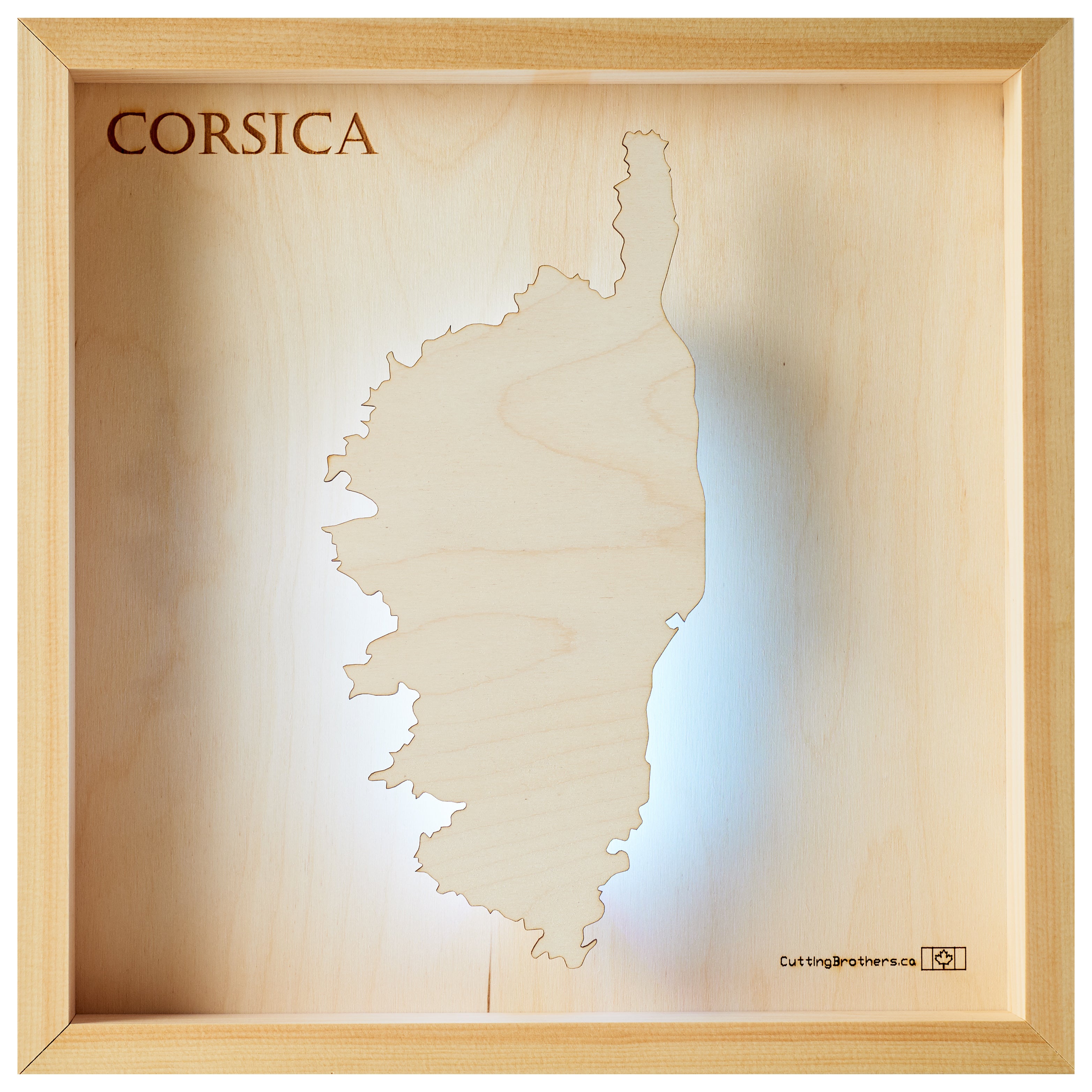 CORSICA  -  LED LIGHT WOODEN WALL MAP - Version S