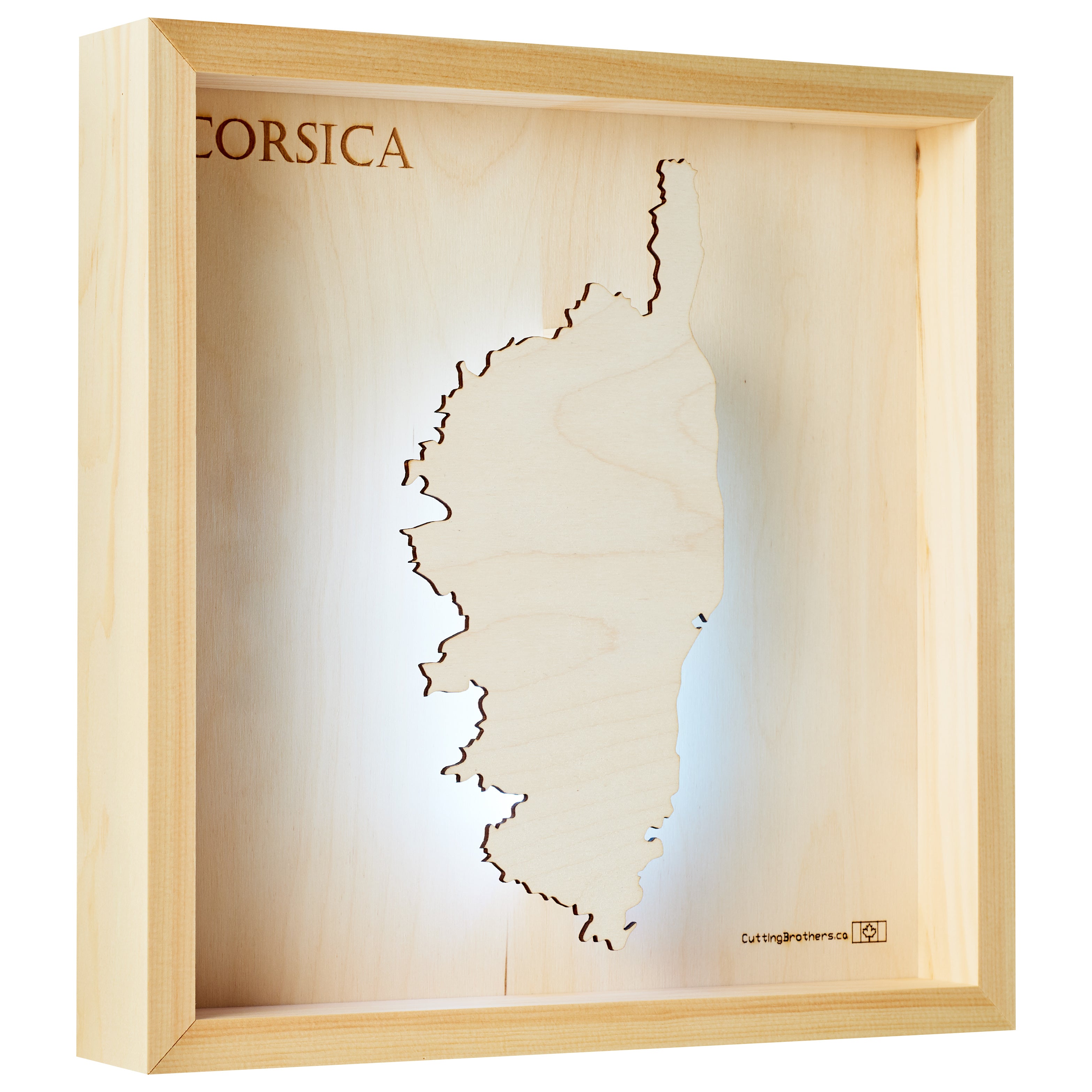 CORSICA  -  LED LIGHT WOODEN WALL MAP - Version S