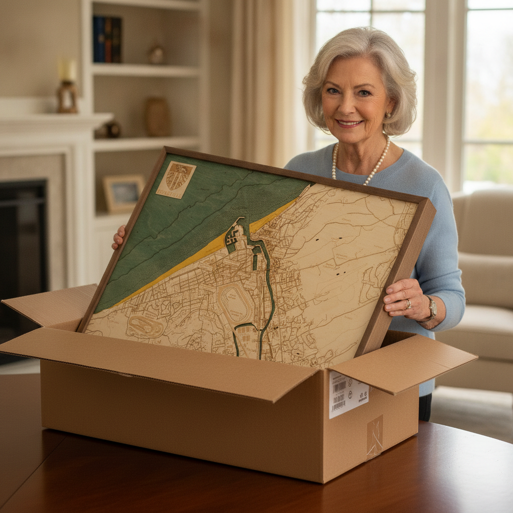 DEAUVILLE  -  3D WOODEN WALL MAP - Version L