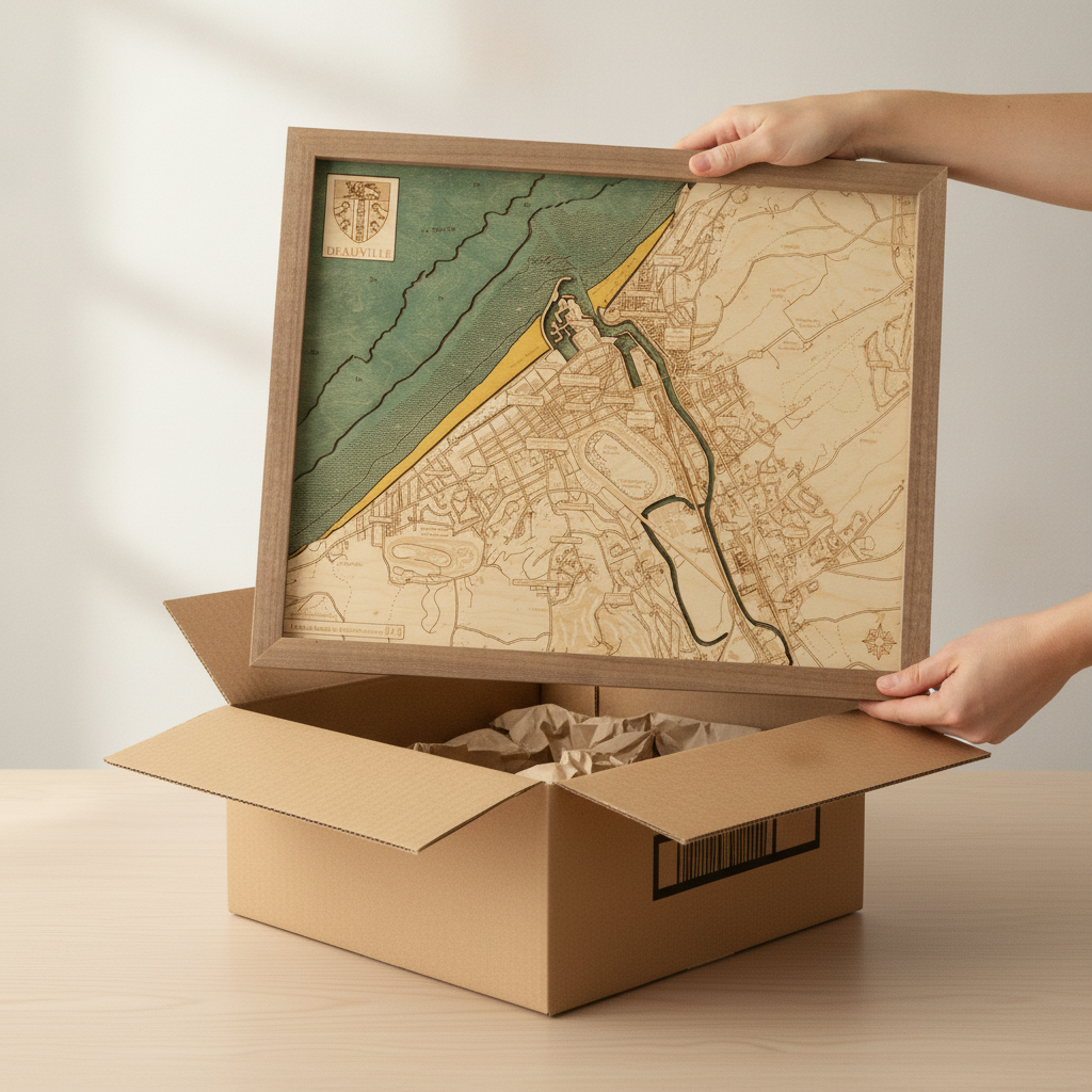 DEAUVILLE  -  3D WOODEN WALL MAP - Version S