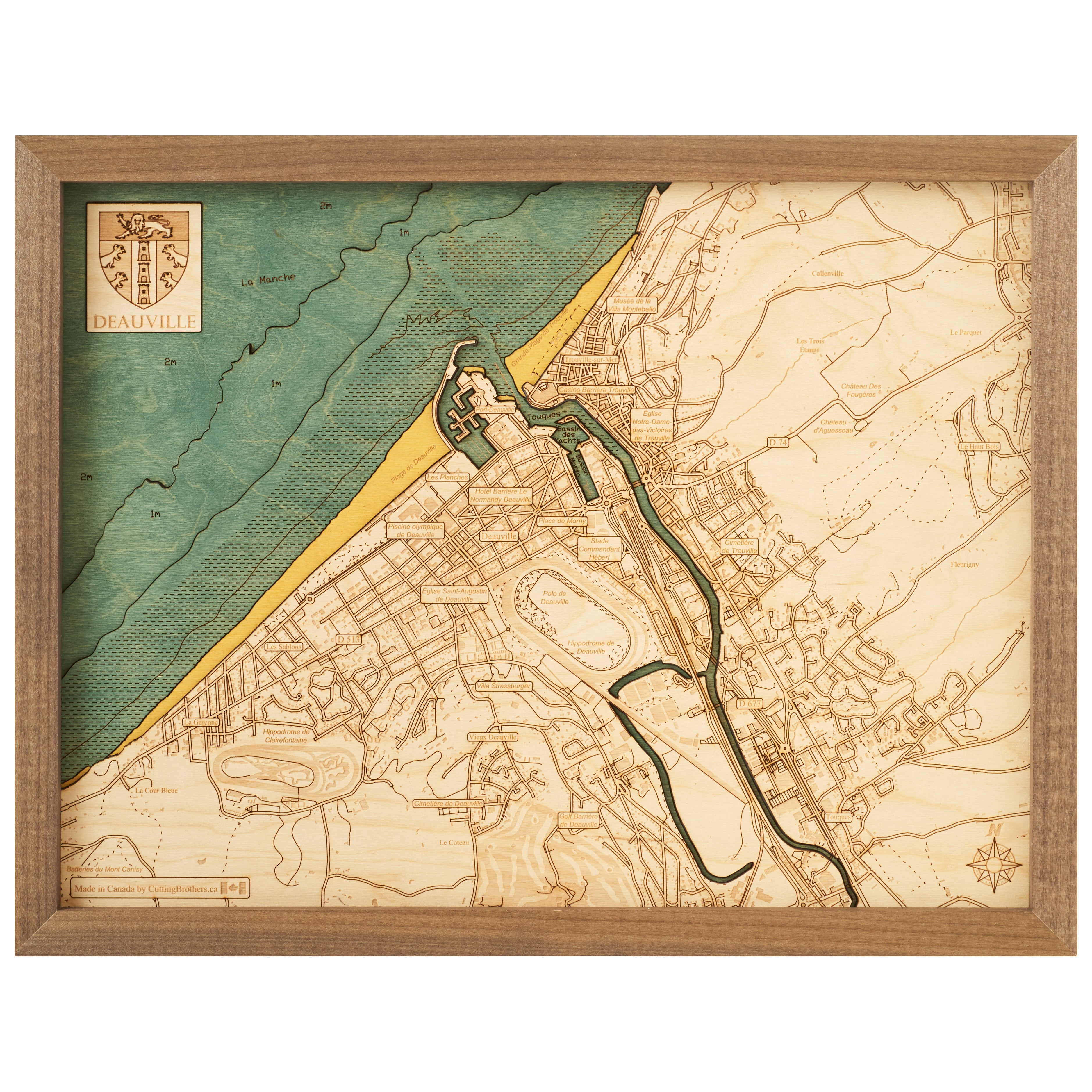 DEAUVILLE  -  3D WOODEN WALL MAP - Version S