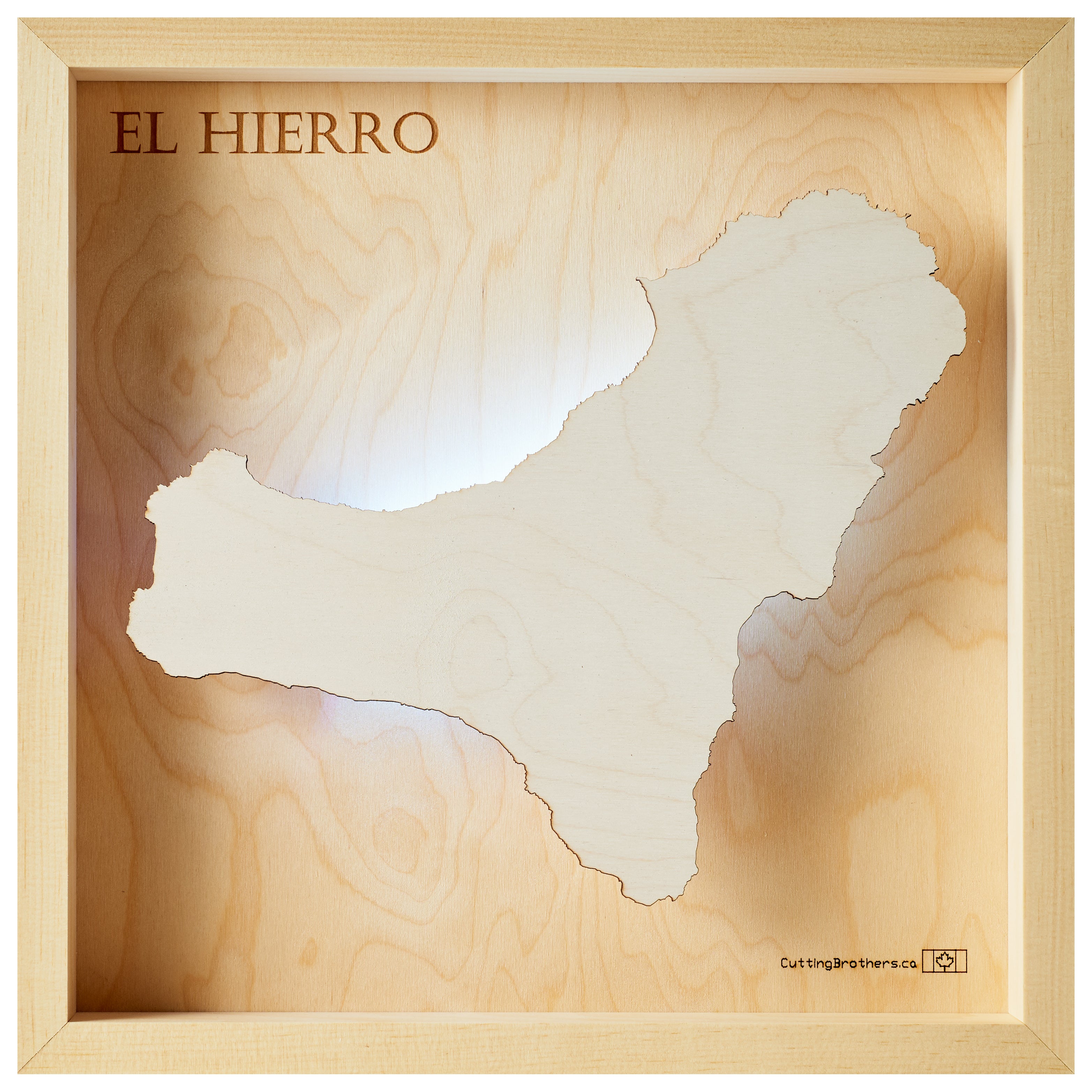EL HIERRO  -  LED LIGHT WOODEN WALL MAP - Version S