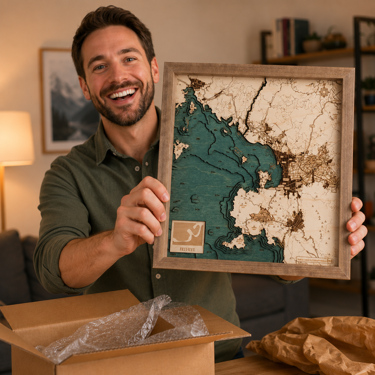 FETHYE BAY 3D WOODEN WALL MAP - Version S