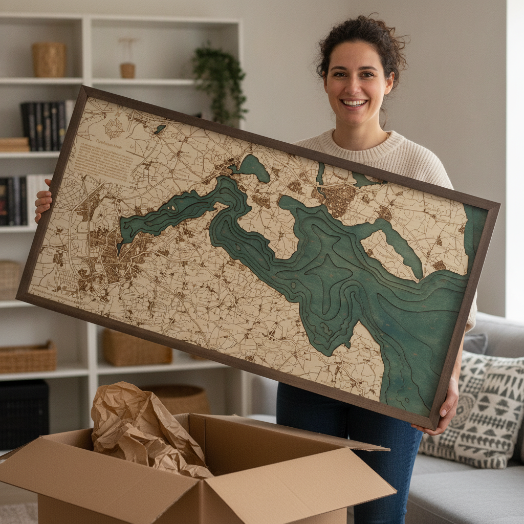 FLENSBURG FJORD 3D WOODEN WALL MAP - Version M